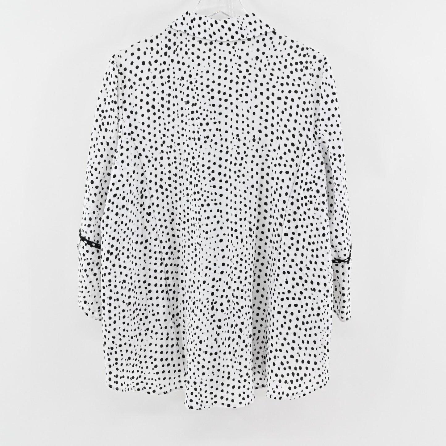 HABITAT Womens Polka Dot Top Sz L White Black Button Retro Lagenlook Art to Wear