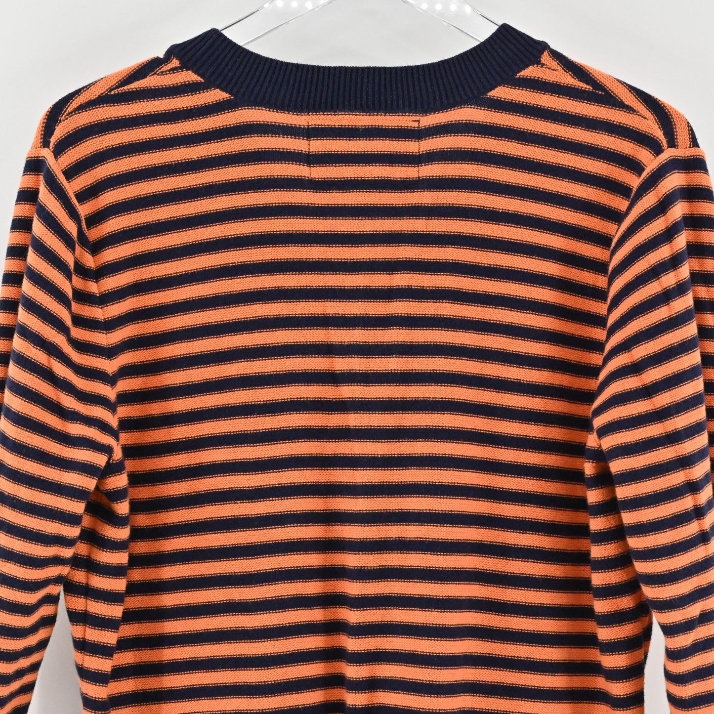 Ralph Lauren Womens Striped Knit Sweater Size XL Orange Blue Rugby Preppy VNeck