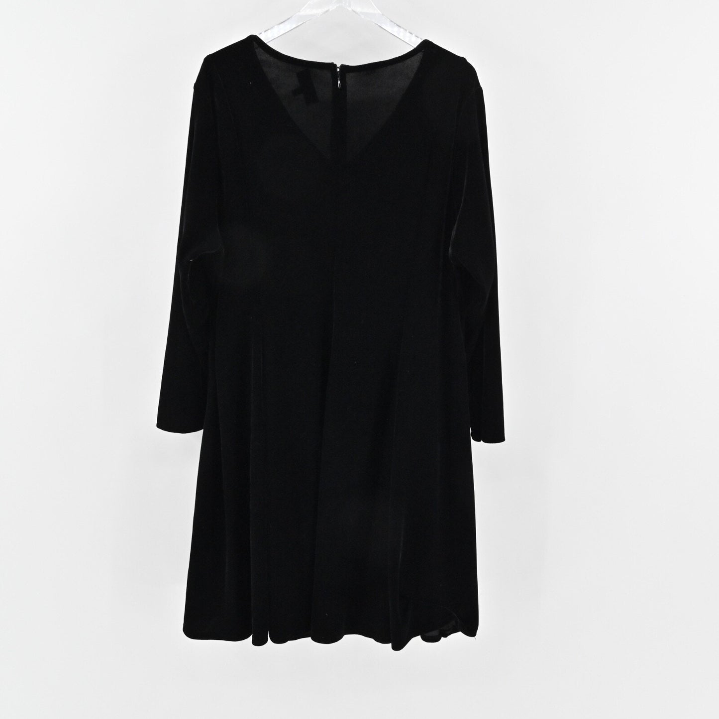 ALEXIA ADMOR Velvet Dress Sz 2X Black V Neck Long Sleeve Retro Whimsigoth Shift