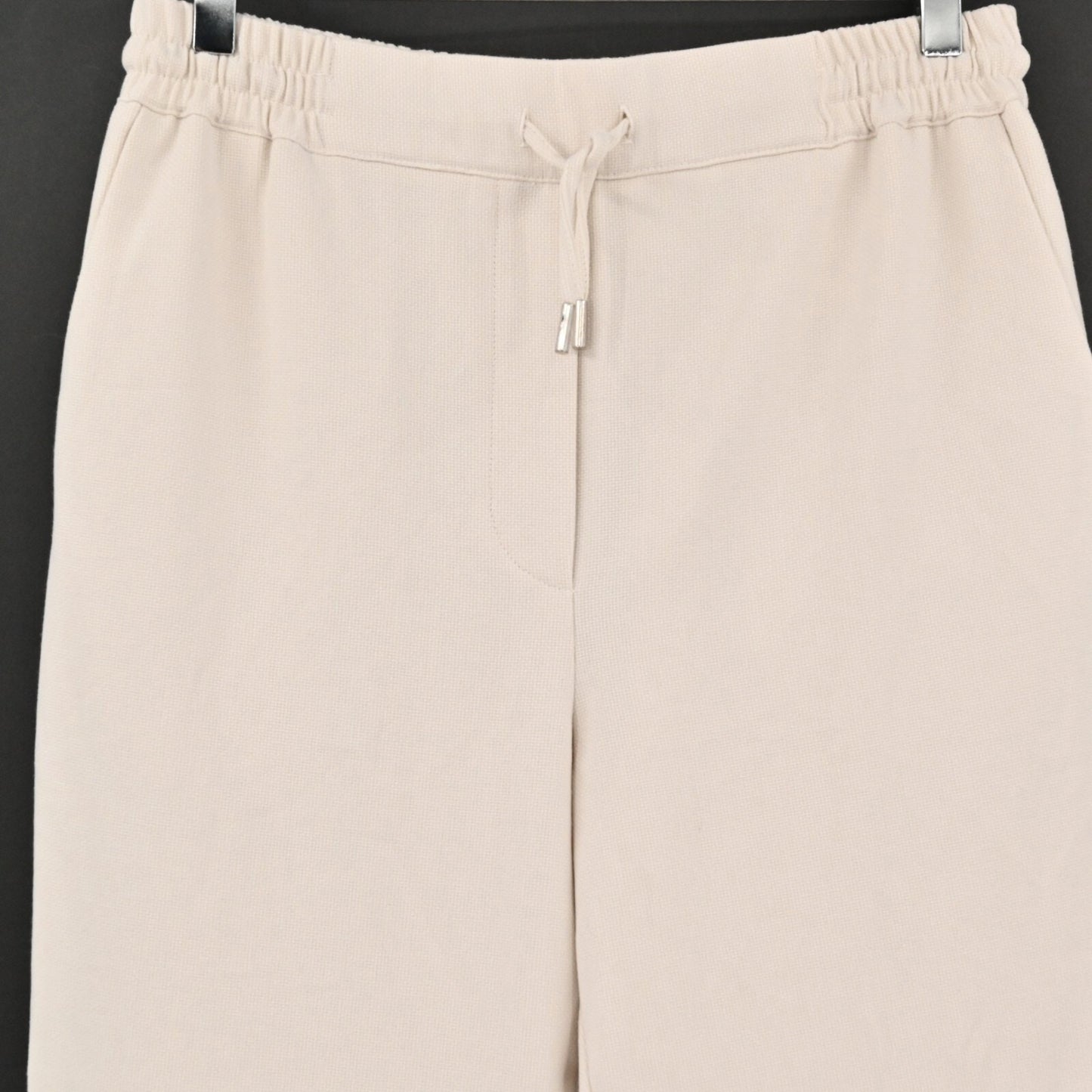 ZARA Womens Pull On Pants Size M Ivory Drawstring Tapered Minimalist Neutral