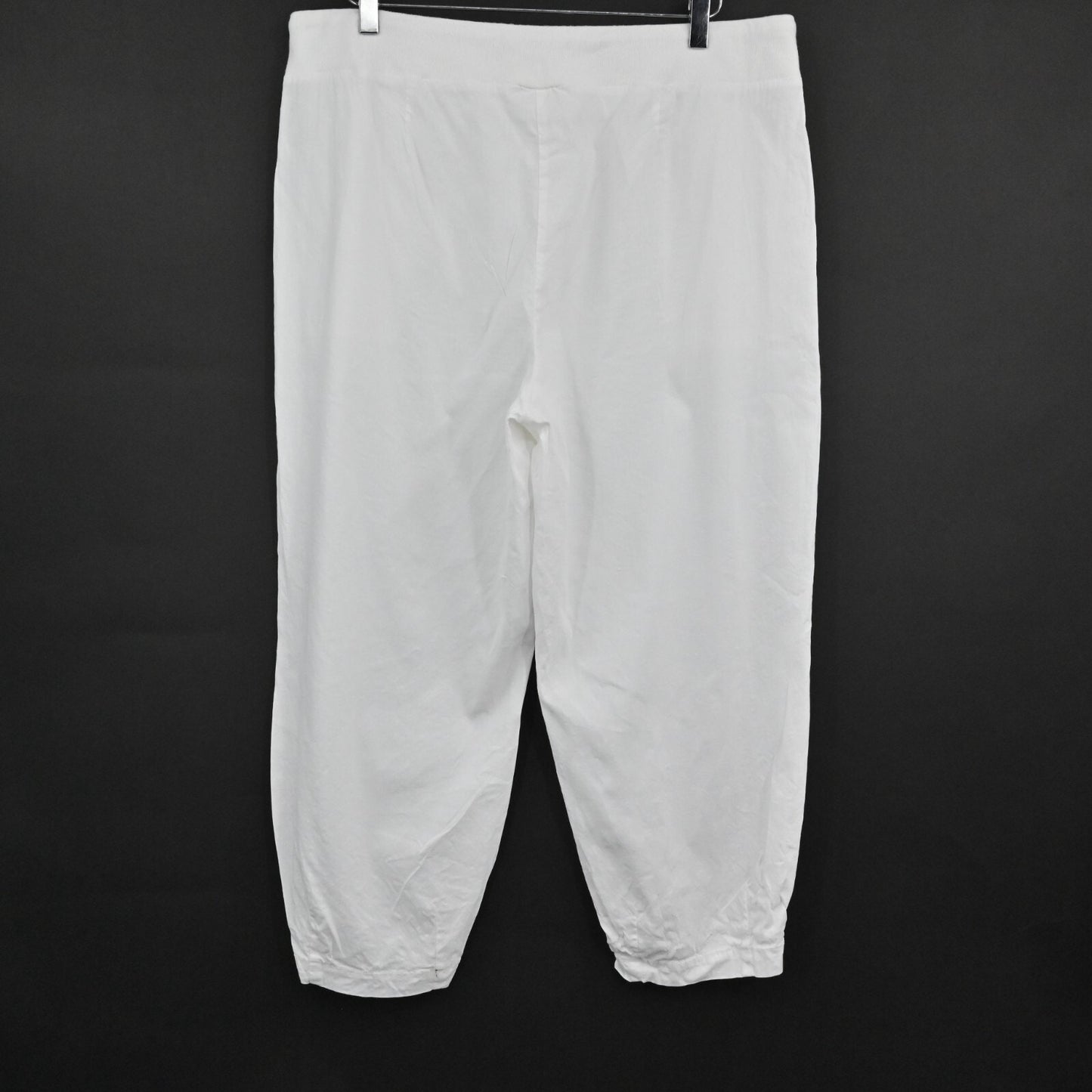 EILEEN FISHER Womens Organic Linen Pants Sz L Cropped White High Rise Lagenlook