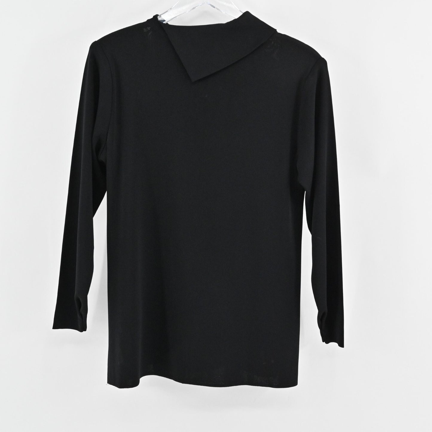 MISOOK Black Sweater Womens Size M Quiet Luxury Knit Fold Collar Exclusively