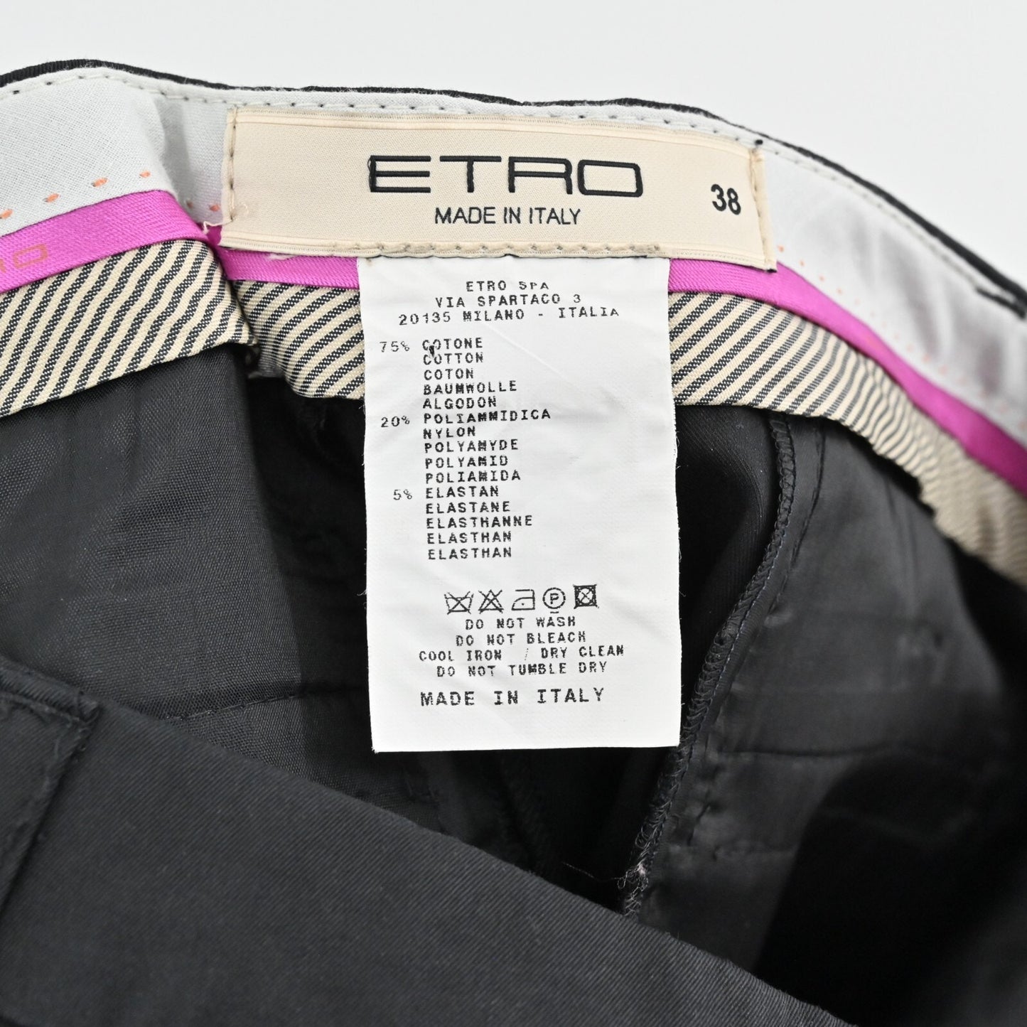 ETRO Womens Black Pants Size 38 Classic Trousers Stretch Cotton Quiet Luxury NEW