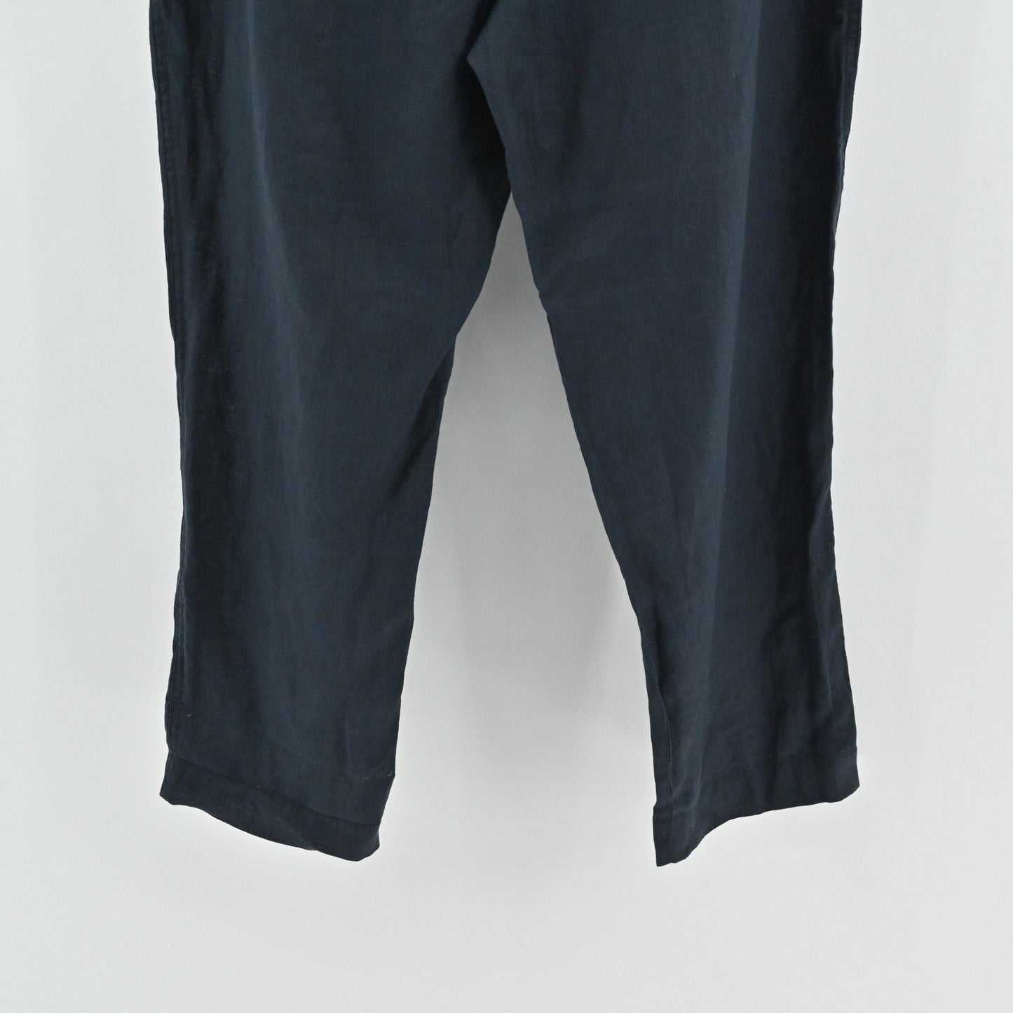 Ralph Lauren Womens Cropped Linen Pants Size 14 Navy Tie Waist Preppy Summer LRL