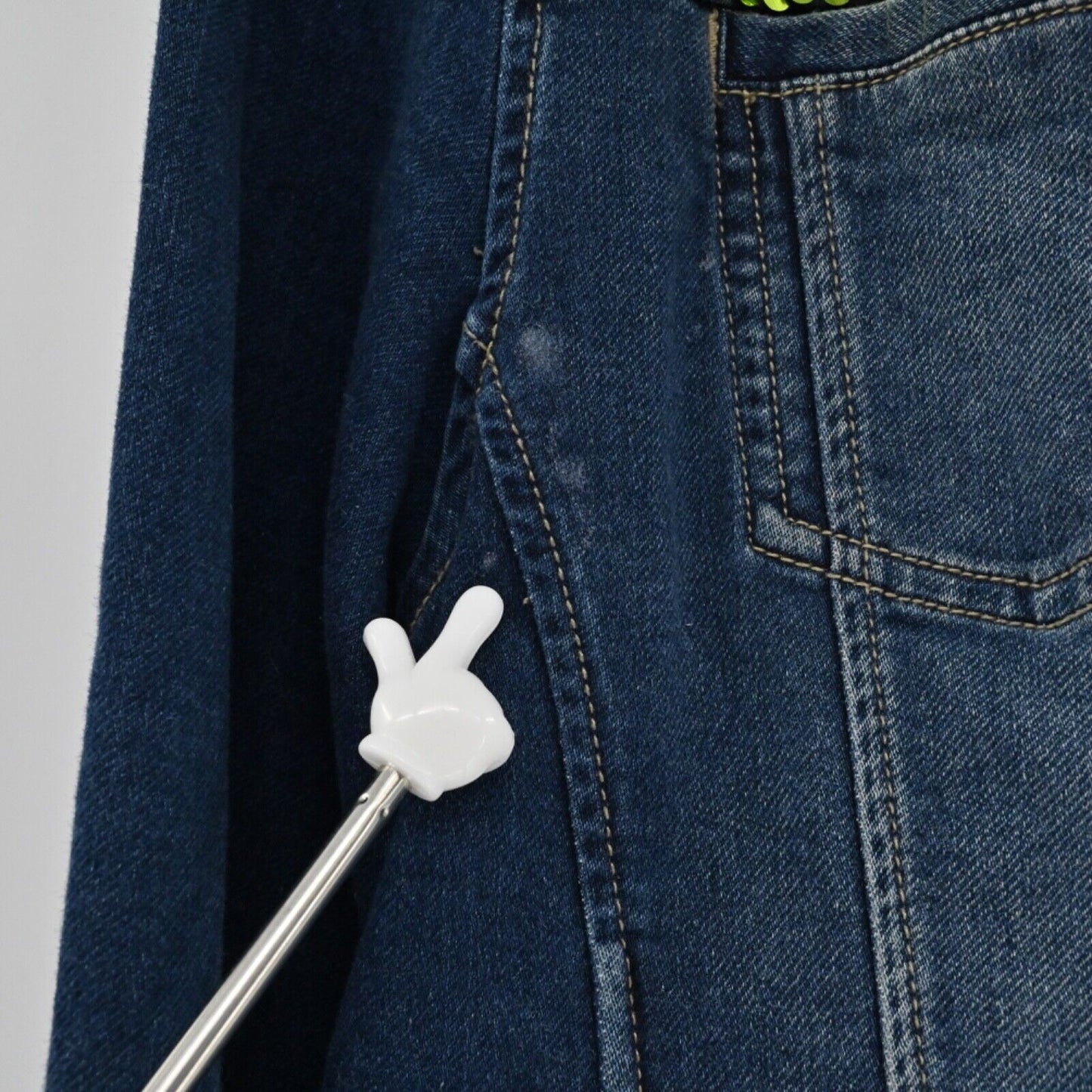 MARY MARSHMALLOW Jacket Womens Sz L Colorful Metallic Sequin Stripe Denim Preppy