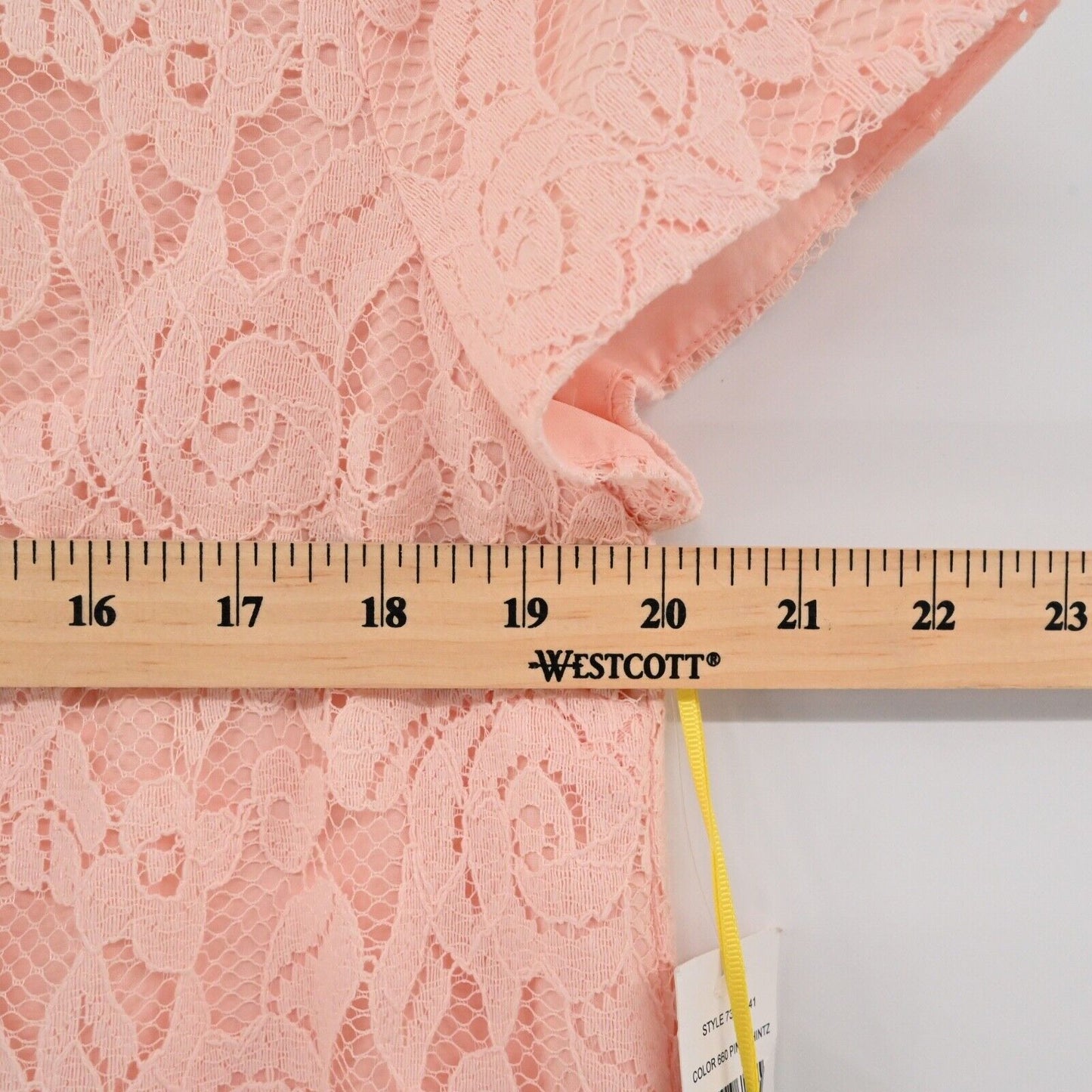 CECE Dress Sz 10 Soft Pink Floral Lace Crew Neck Short Sleeve Shift Preppy NEW