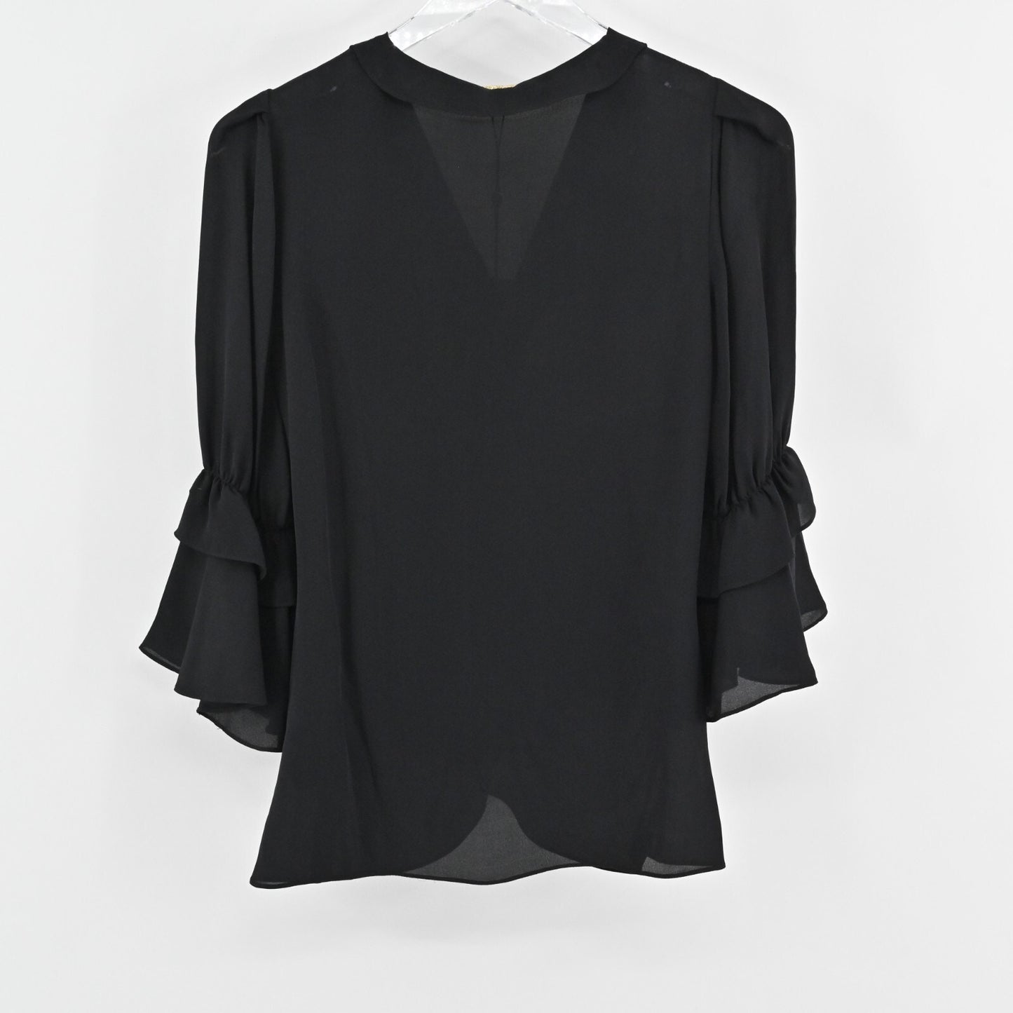 KOBI HALPERIN Womens Silk Top Size XS Demy Black Ruffle Whimsigoth Blouse NEW