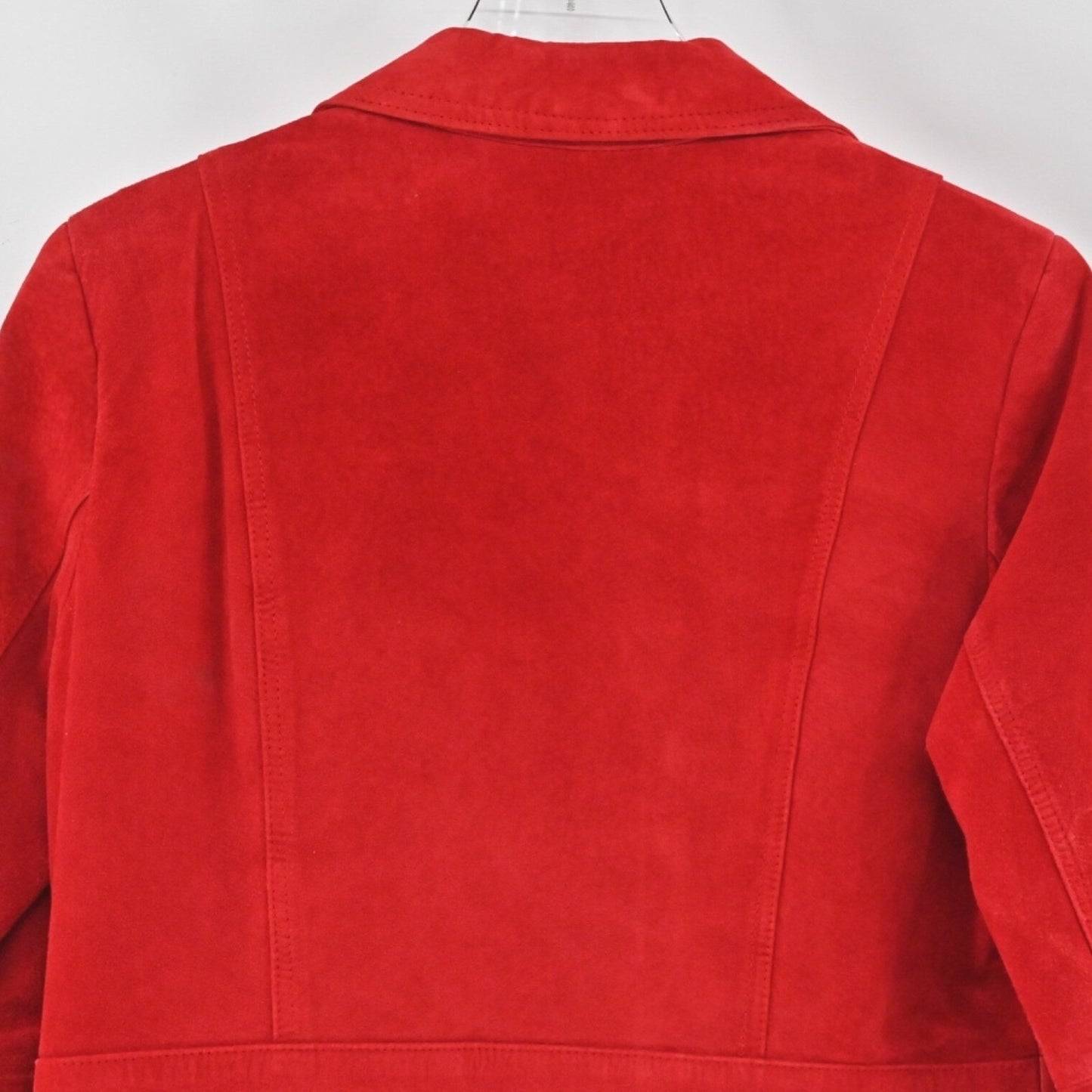 Vtg Y2k LIZ CLAIBORNE Womens Suede Jacket Size M Red Leather Button Western Boho