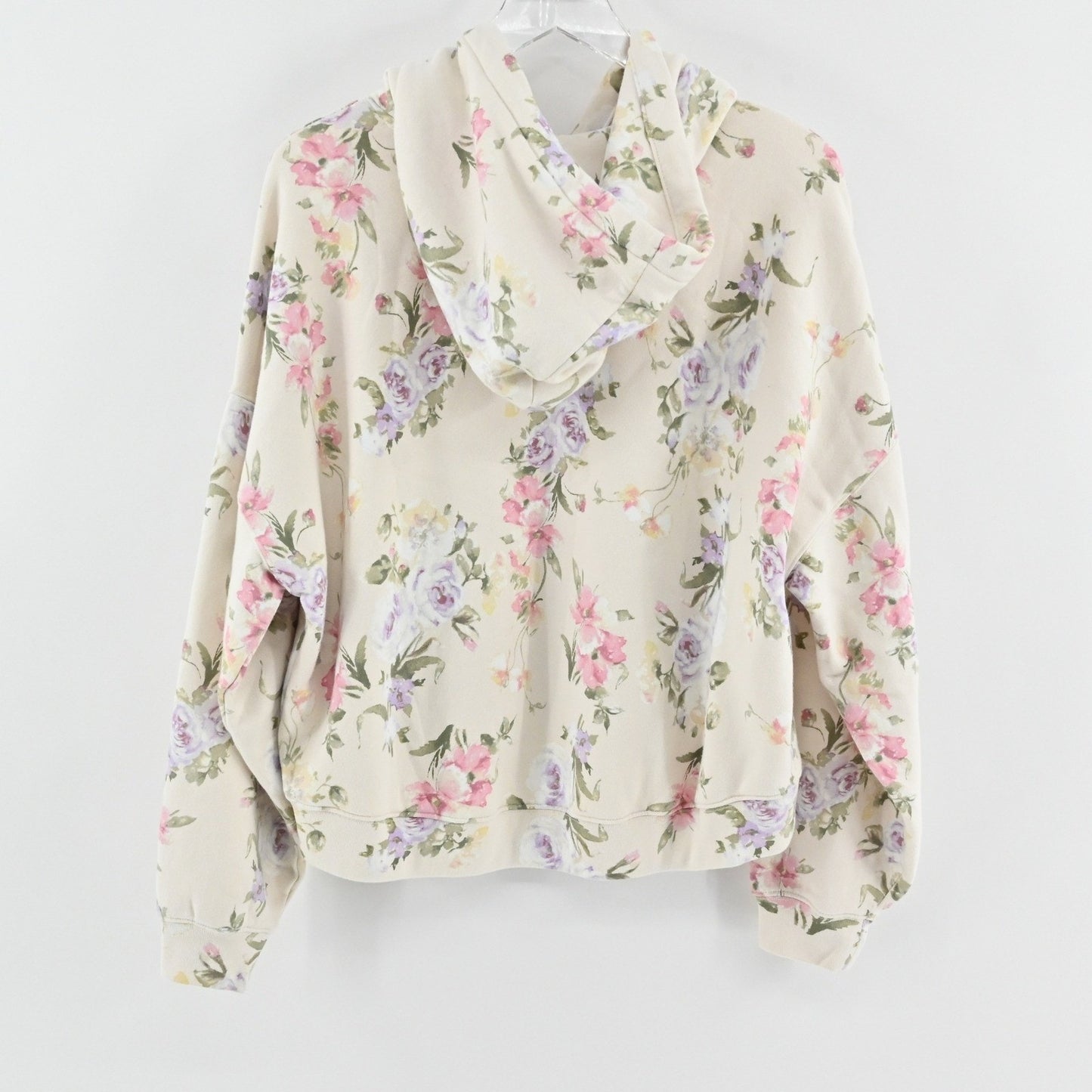 GAP LoveShackFancy Floral Hoodie Womens Size M Cropped Sweatshirt Logo Pullover
