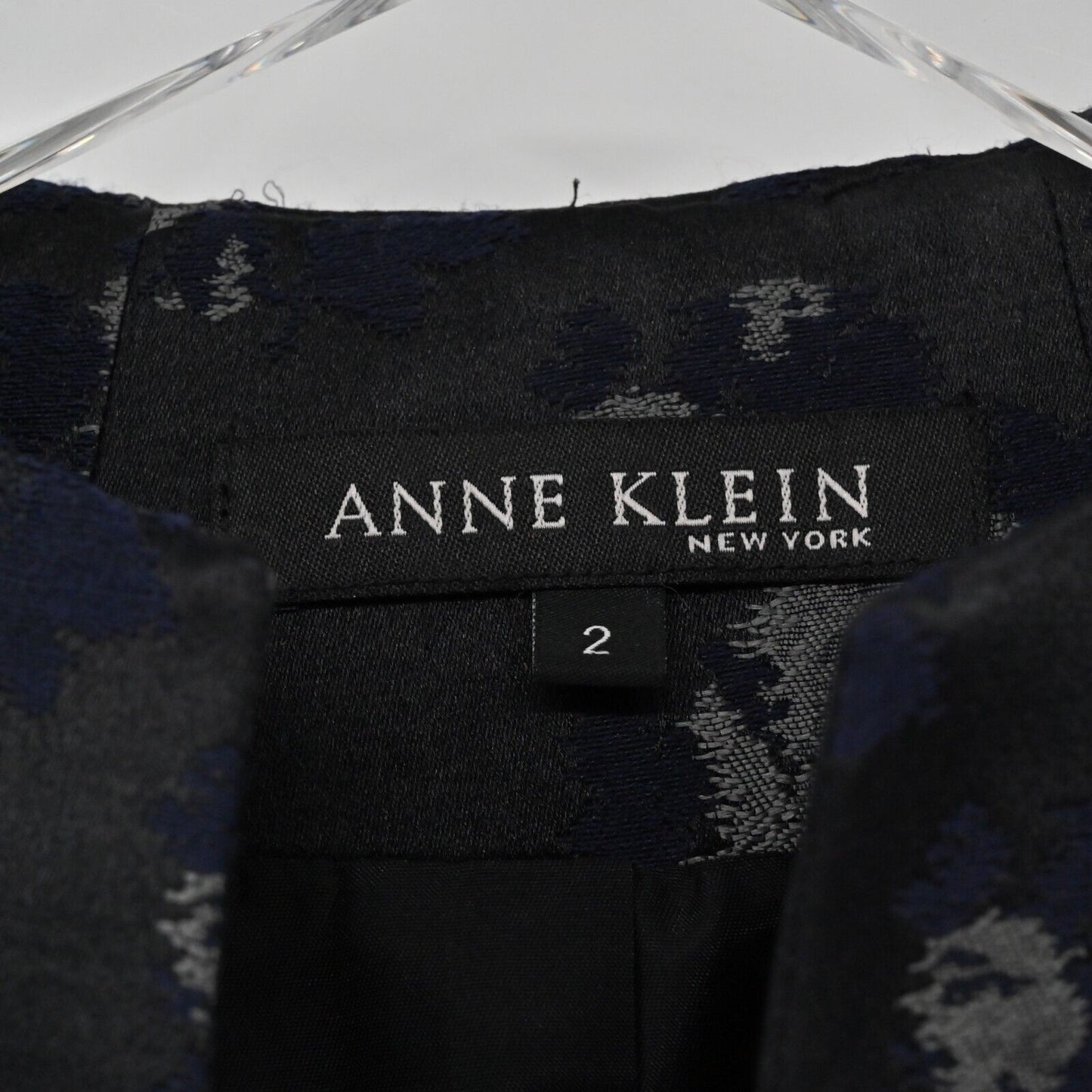 ANNE KLEIN Jacket Womens Sz 2 Floral Long Sleeve Button Front Topcoat Silk Wool