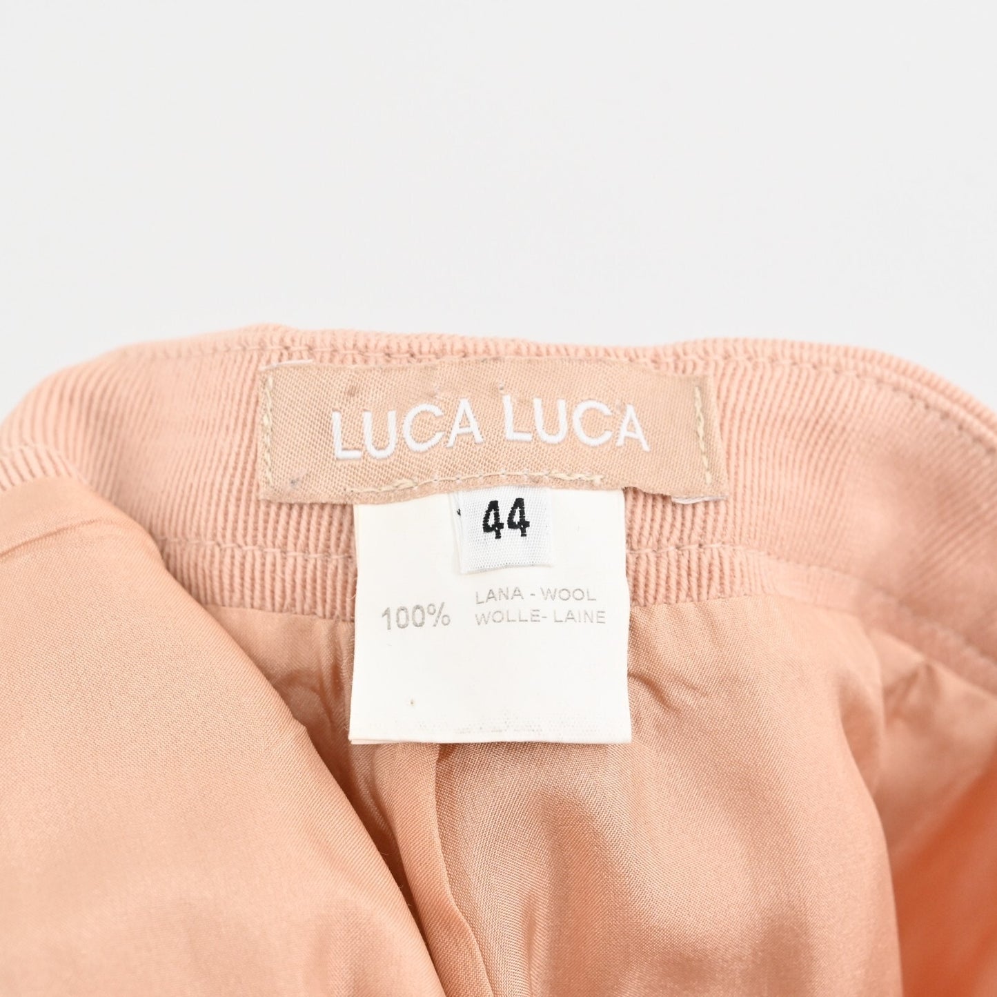 LUCA LUCA Pants Womens Size 44 Wool Solid Peach Cuffed Hem Relaxed Leg Trousers