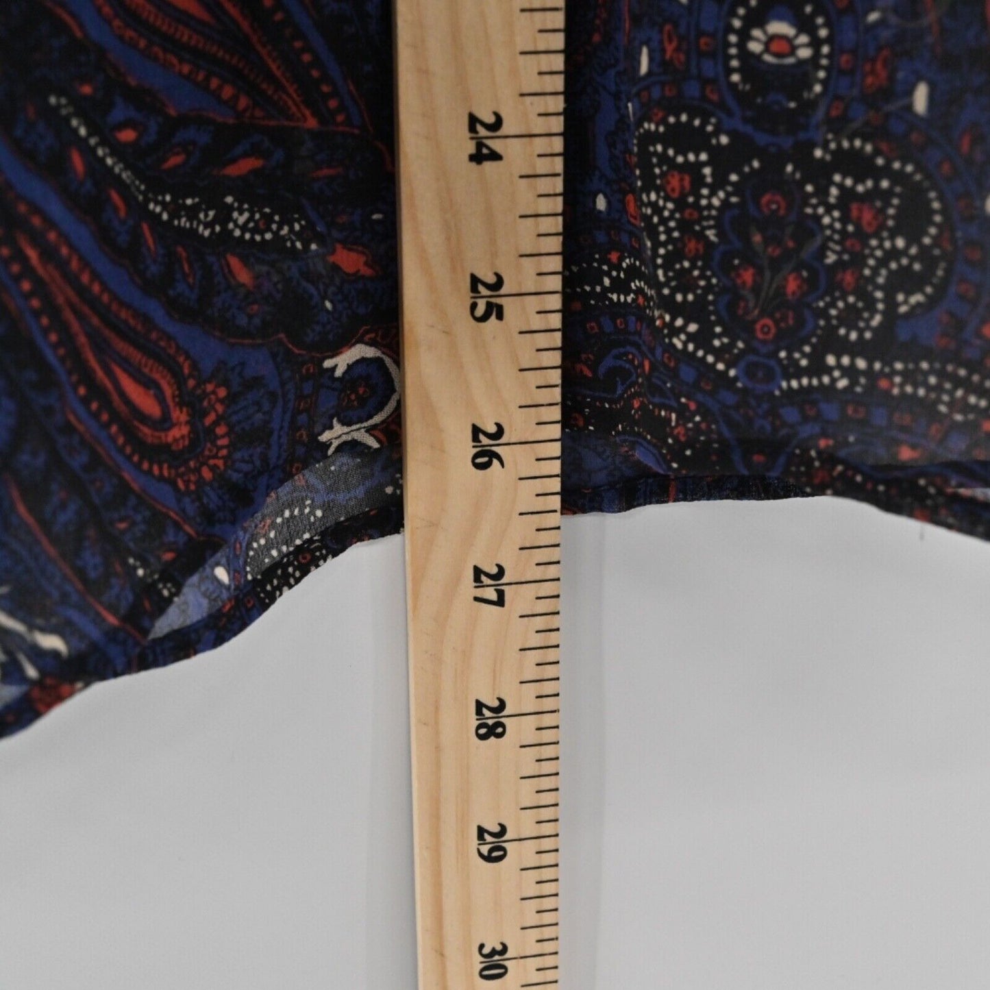 JOIE Top Womens Size XS Blue Paisley Sheer 100% Silk Chiffon Tie Neck 3/4 Sleeve