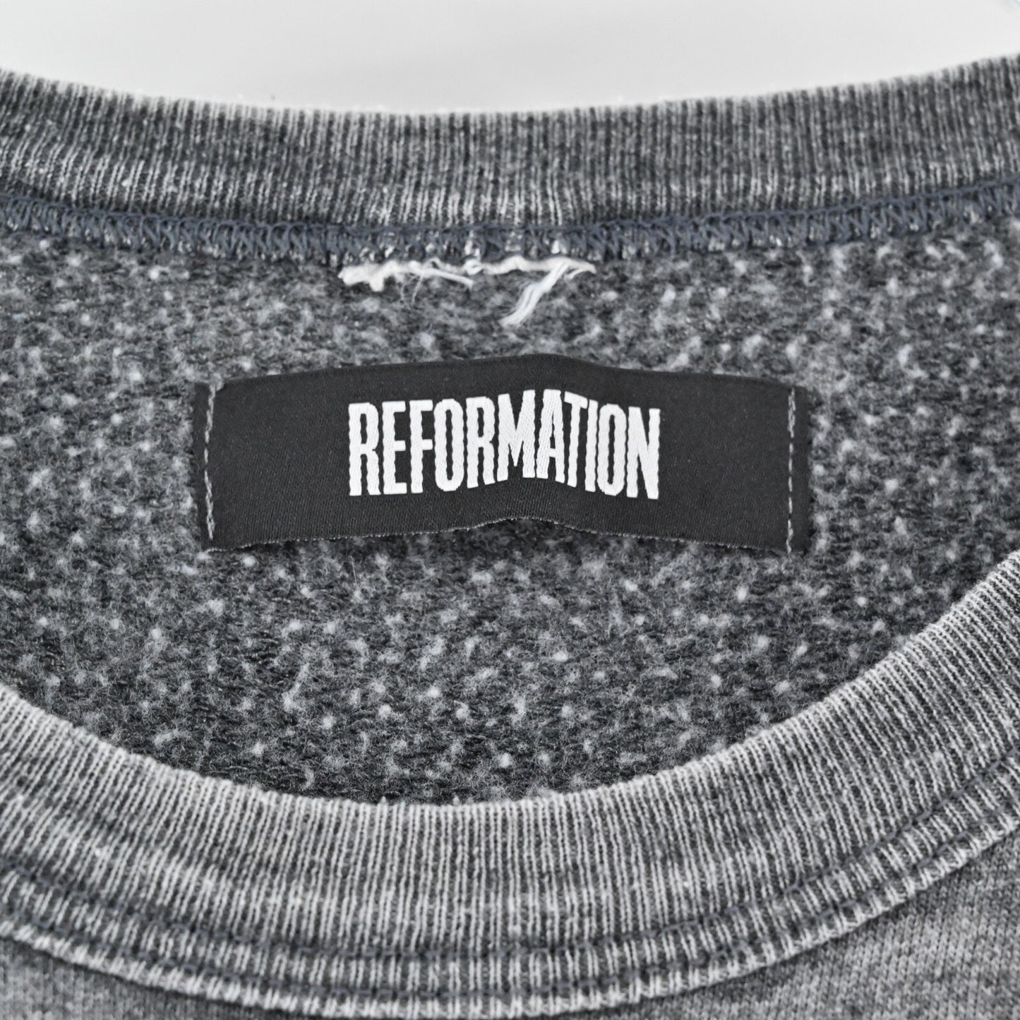 REFORMATION Womens Give Me Space Graphic Sweatshirt Sz L Gray Burnout Grunge USA