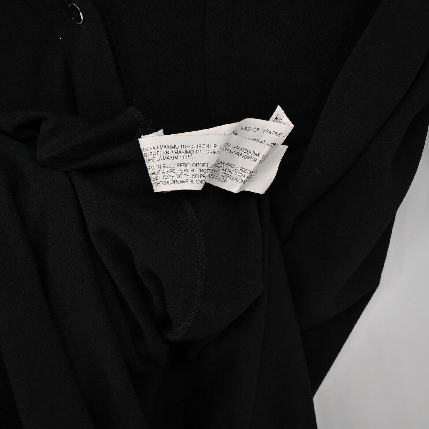 ZARA Dress Womens Size S Solid Black VNeck Shirt Style Relaxed Roll Tab Sleeve