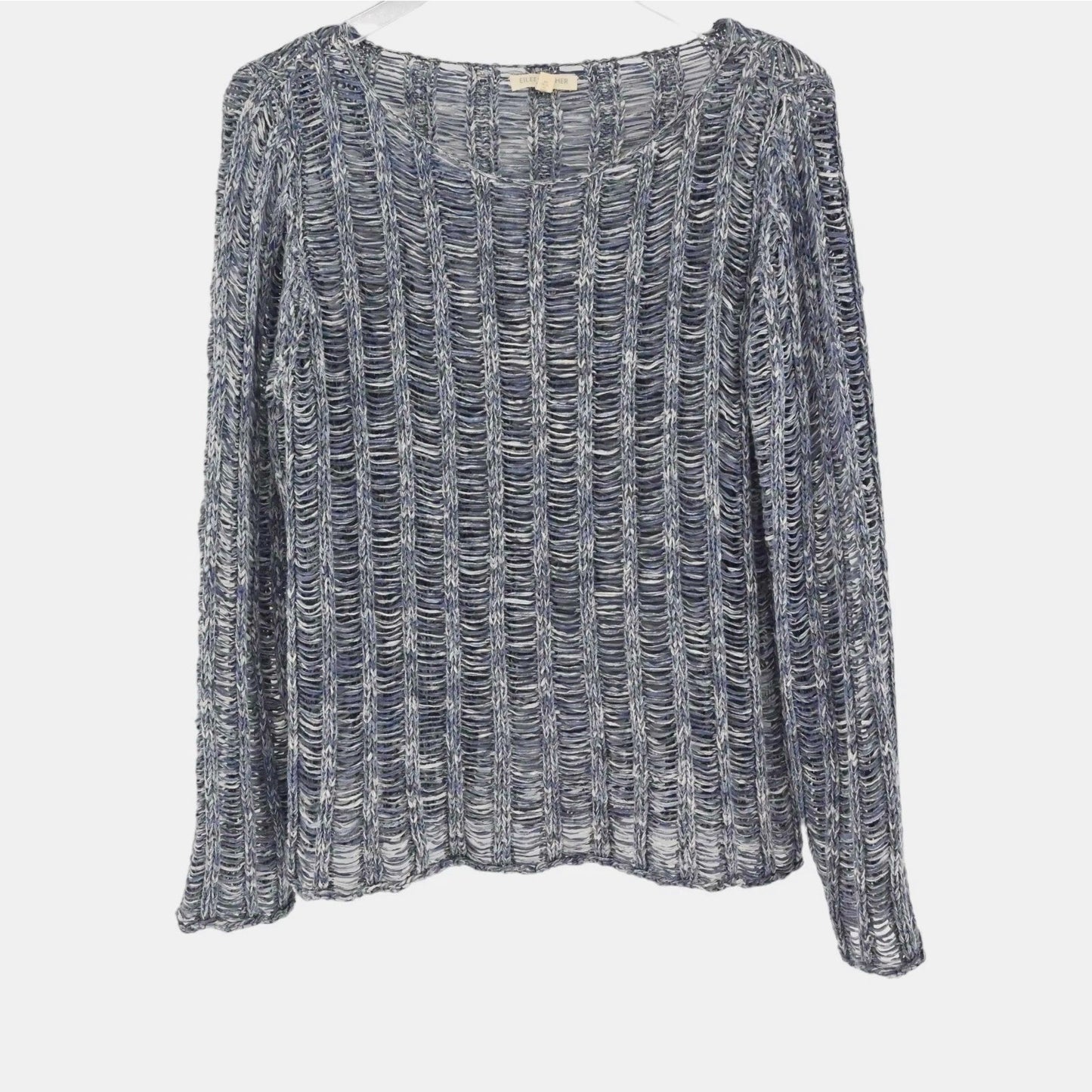 EILEEN FISHER Womens Blue Knit Sweater Size PL Wonder Ladder Pullover Boatneck