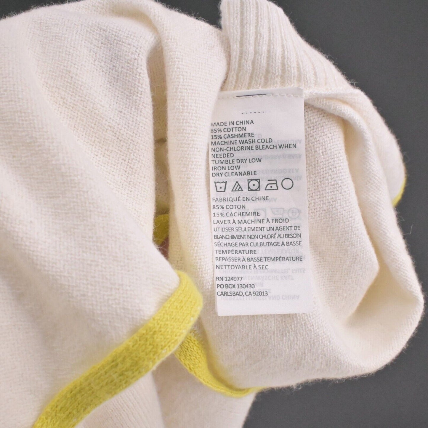 PRANA Sweater Womens Sz OS Celestia Poncho Cashmere Blend Knit Ivory Yellow NEW