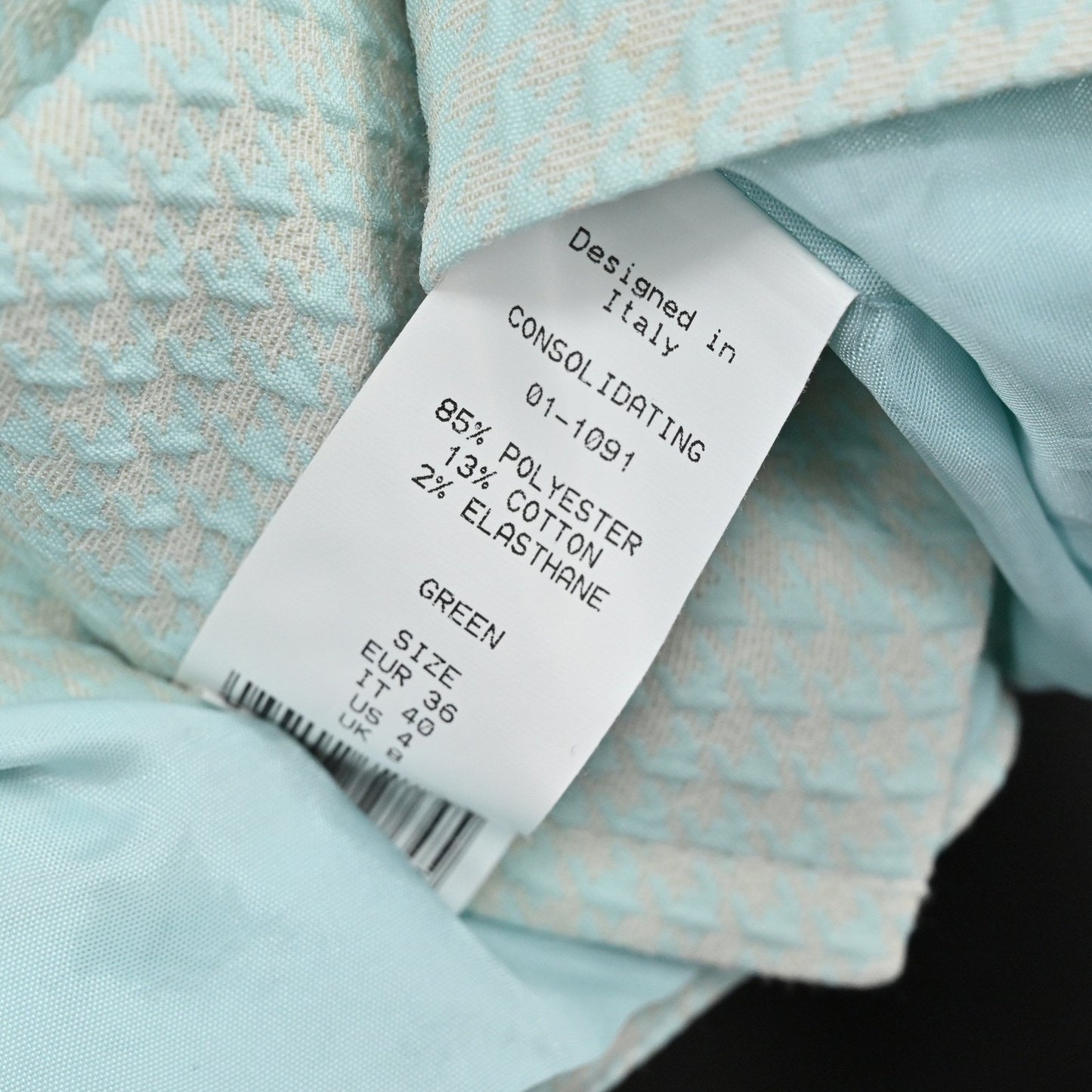 Monica Ricci Womens Textured Blazer Size 4 Light Green Peplum Hem Italy Chic
