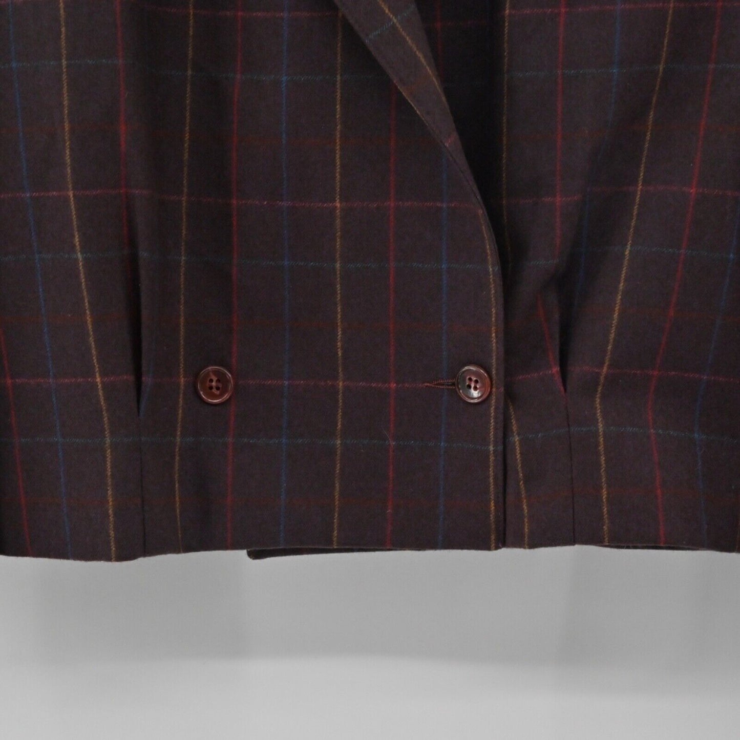 Vtg CARLISLE Blazer Womens Sz 6 Purple Windowpane Plaid Crop Double Breasted 80s