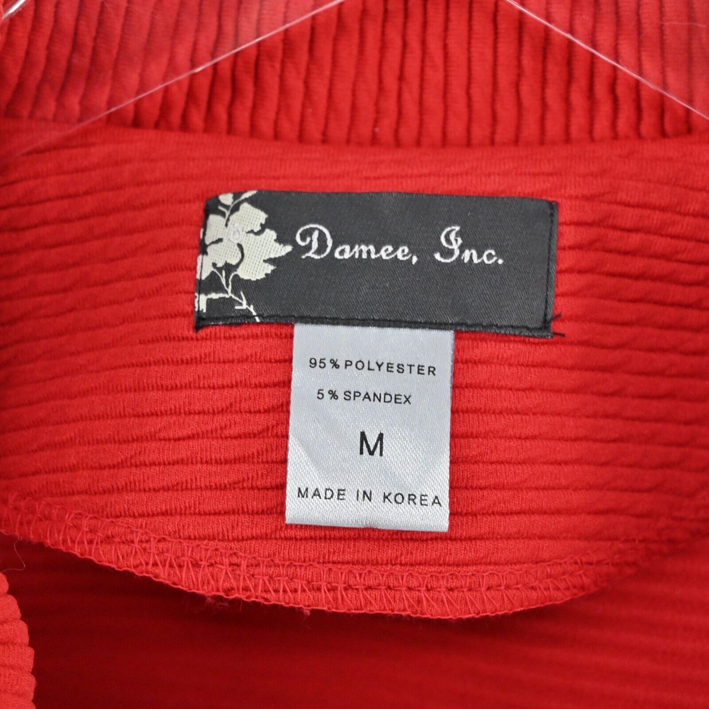DAMEE INC Jacket Size M Red Ribbed Overcoat Black Button Front Retro Twee Mod