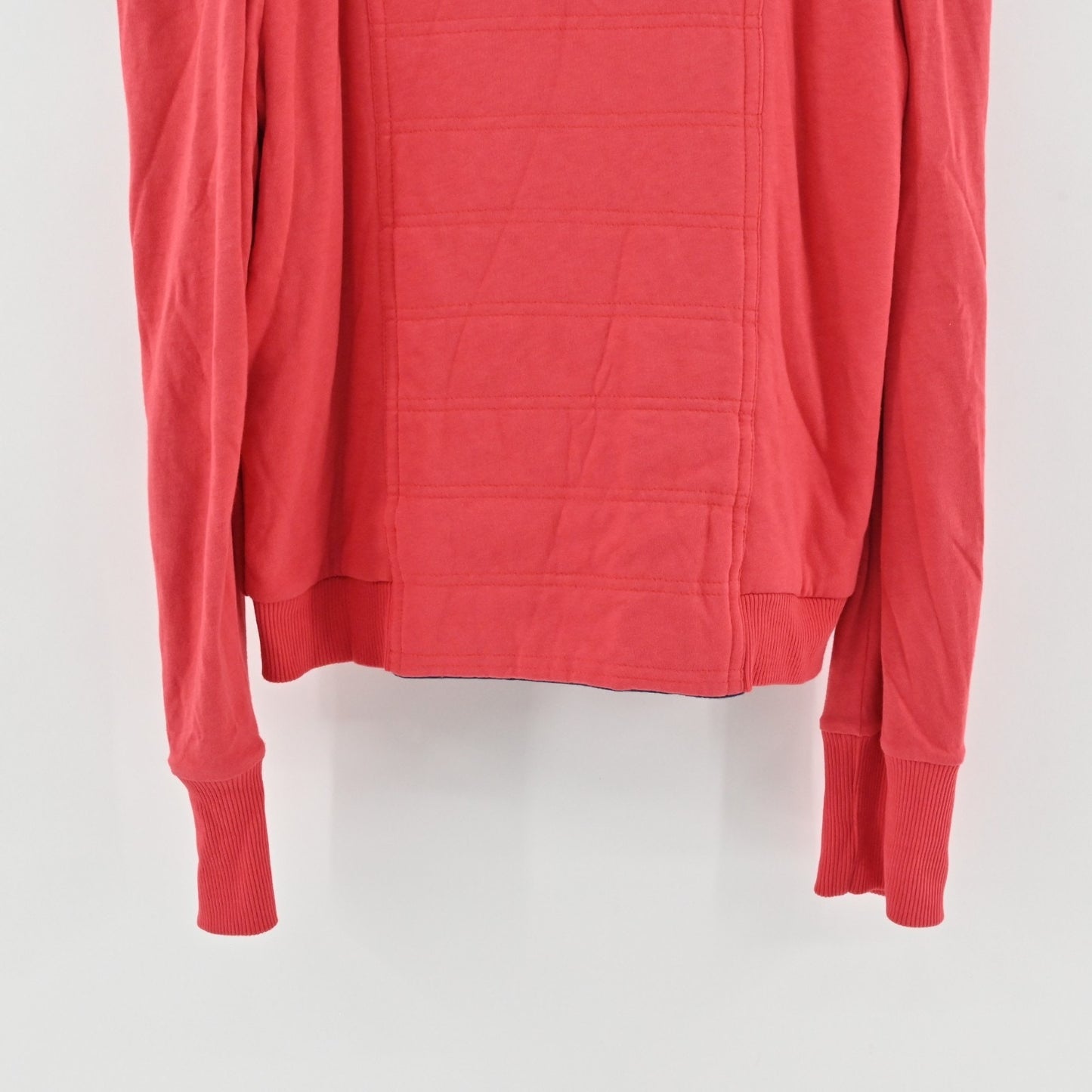 Marc Jacobs Womens Ruffle Front Jacket Size L Puff Sleeve Coral Pink Blue Soft