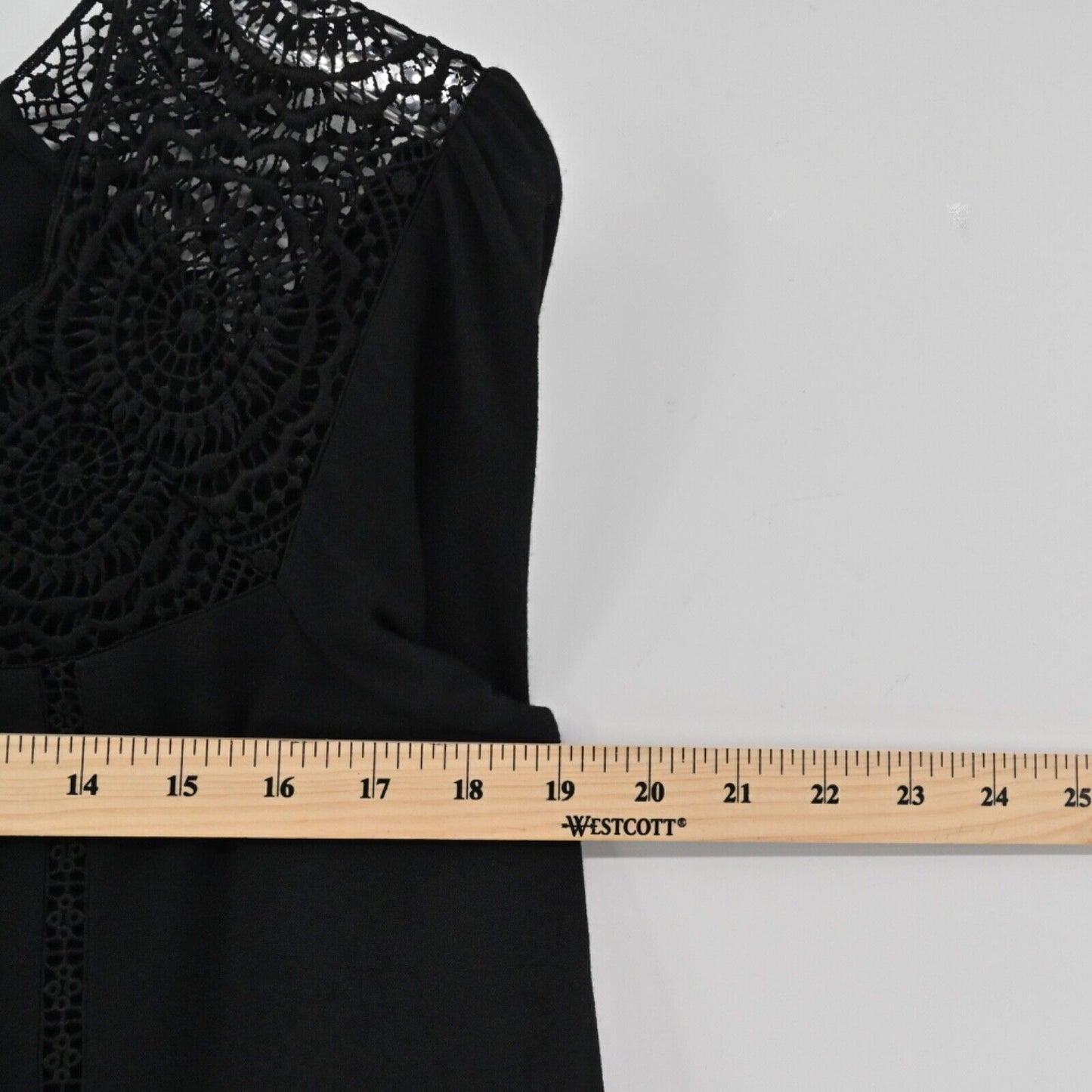 JOIE Top Womens Size S Black Bellange Floral Crochet Lace Inset Balloon Sleeve