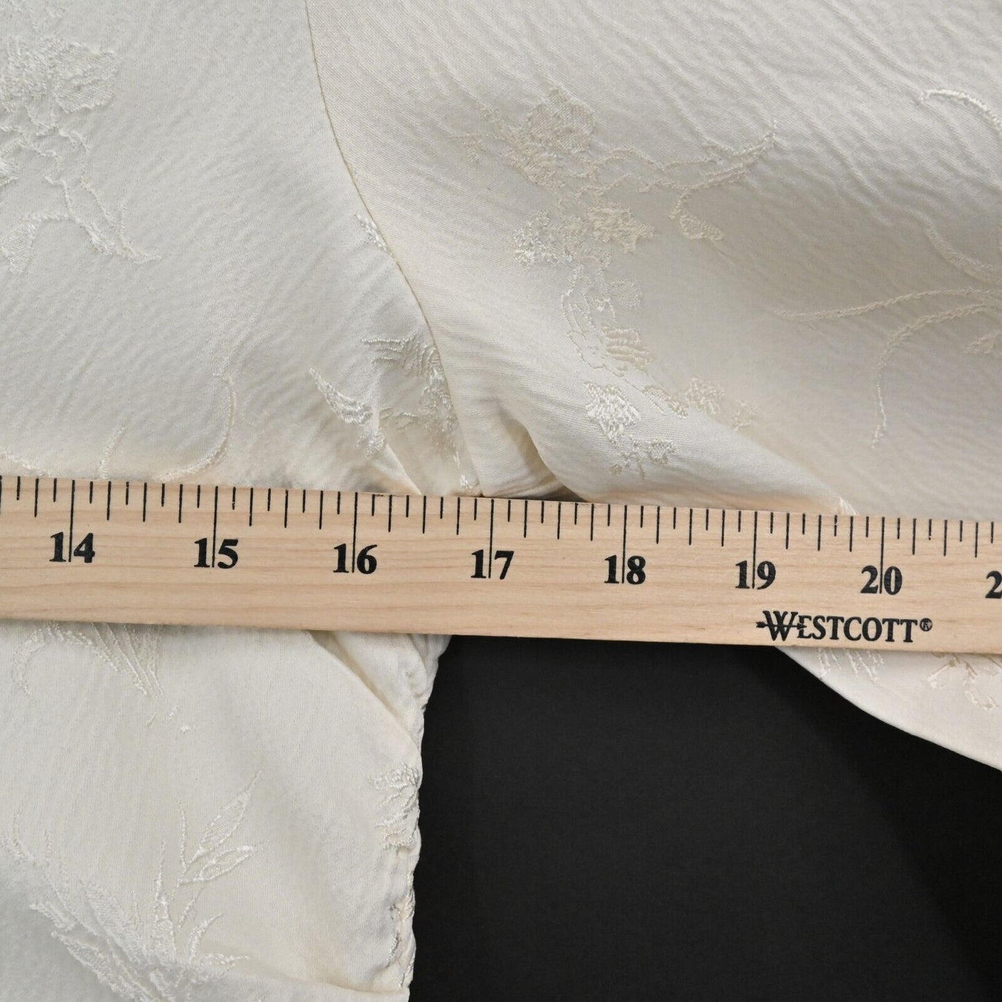 ZARA Dress Size XS Jacquard Ecru Shirt Collar Midi Long Sleeve Ruched Button