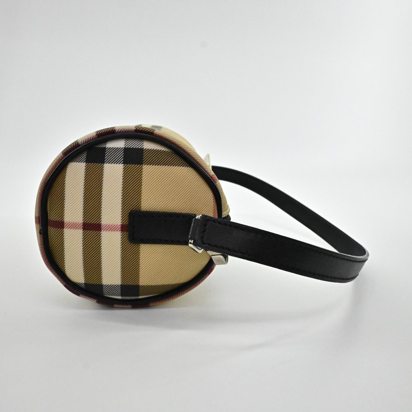 Vtg BURBERRY Mini Barrel Bag Nova Check Tan Plaid Signature Zip Closure Shoulder