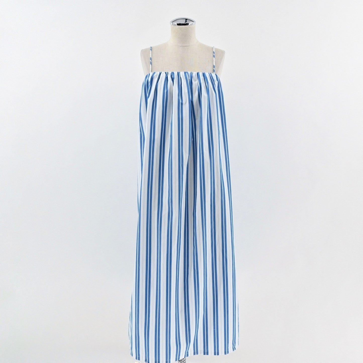 GANNI Blue Striped Midi Dress Size 8 / 10 Organic Cotton Nautical Coastal Summer