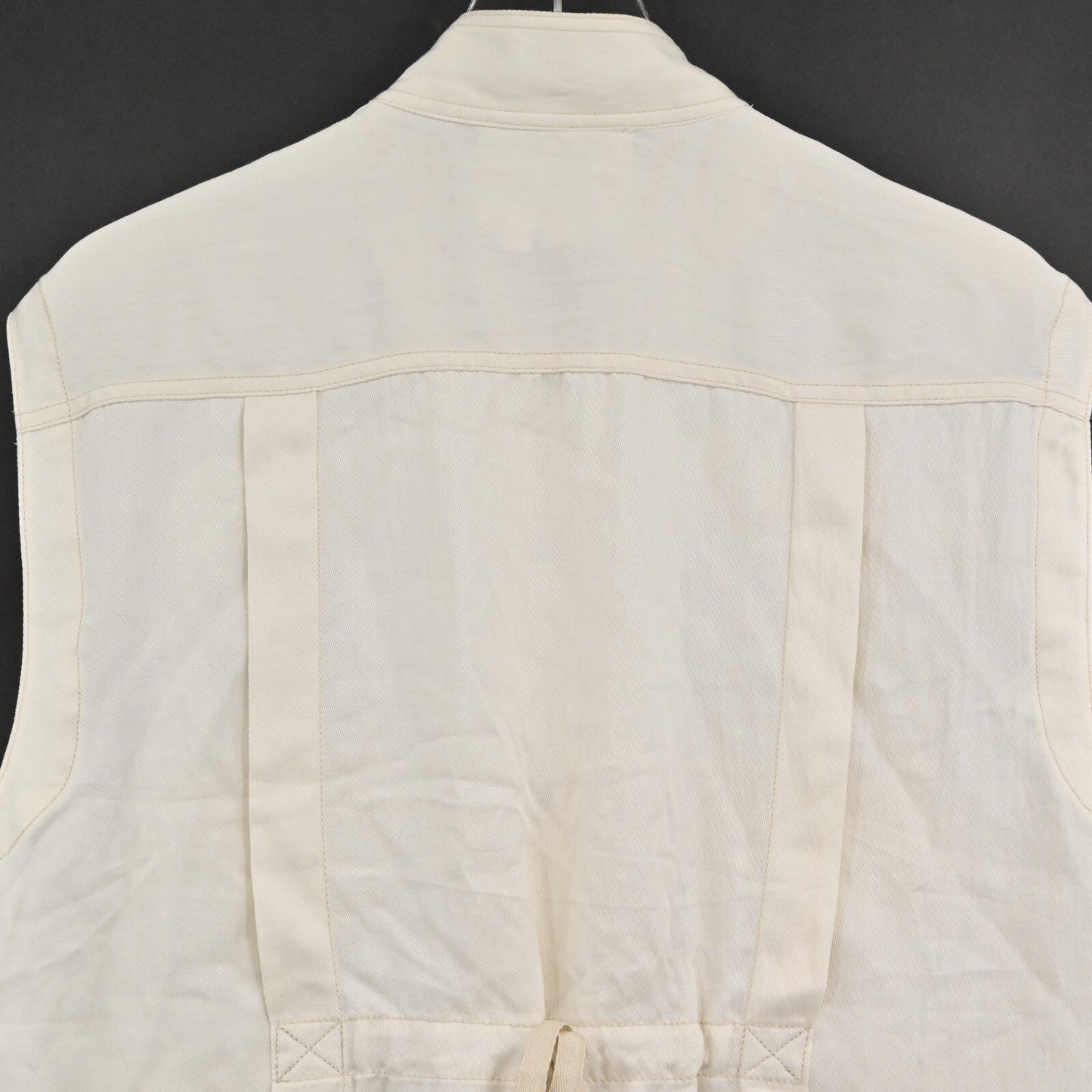ANTHROPOLOGIE Sleeveless Jacket Womens Size M Ivory Utility Button Safari Vest