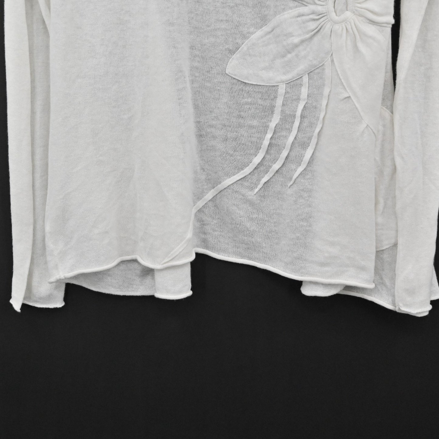 Anthropologie Sparrow Cardigan Sweater Womens Size S Linen Cotton White Flower