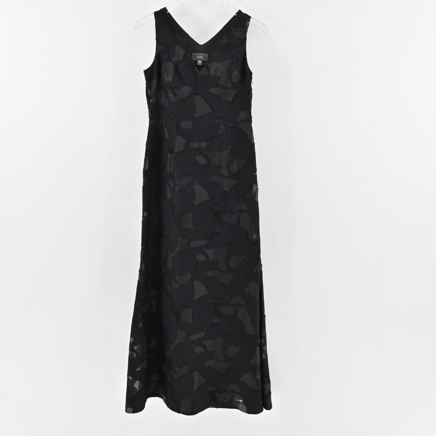 VERA WANG Dress Size 4 Black Sleeveless VNeck Burnout Organza Lace Maxi Gown