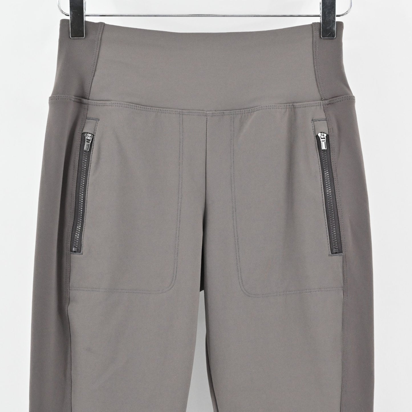 ATHLETA Womens Headlands Hybrid Pants Size 6 Tight Shale Gray Zip Pocket Pull On