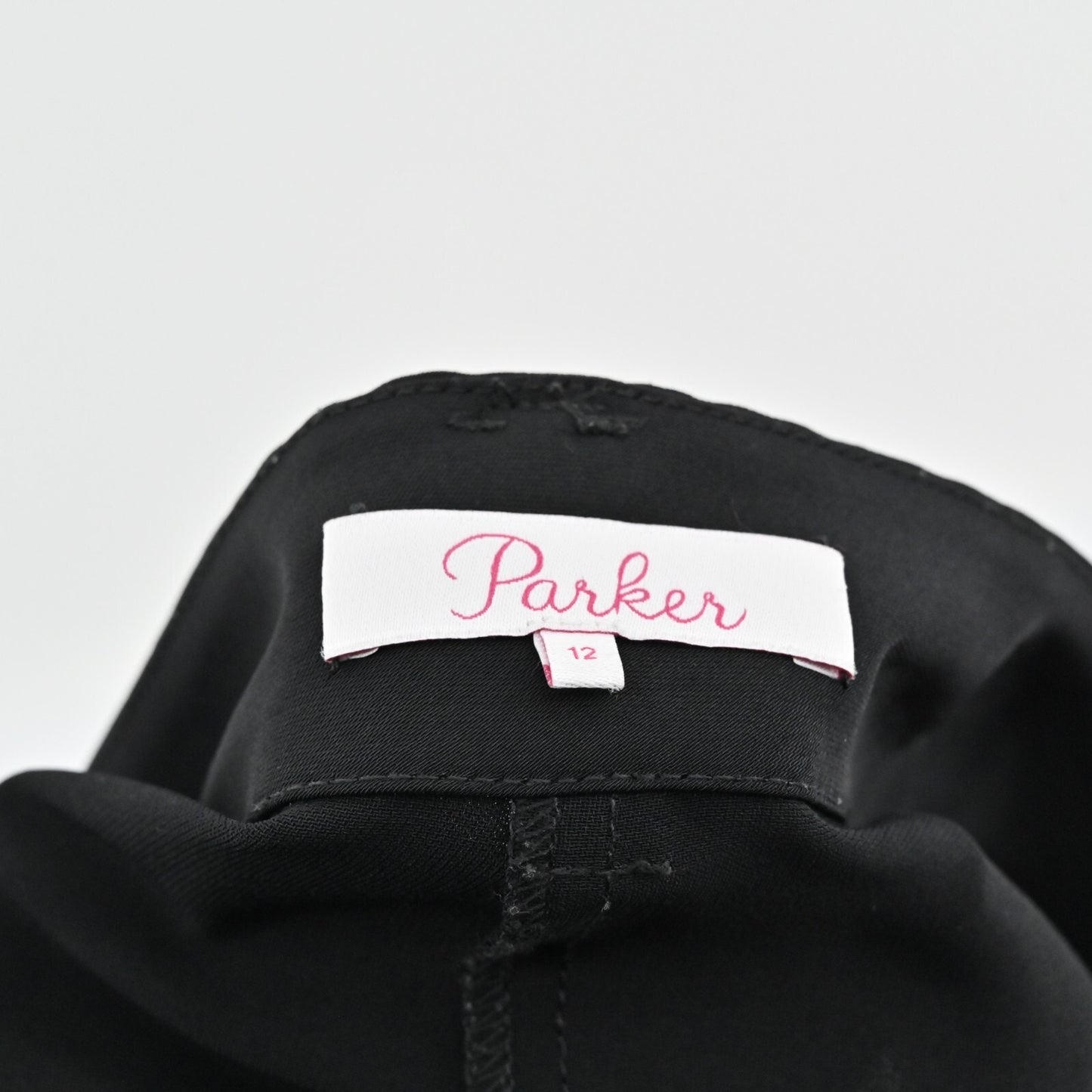 Parker Womens Pleated Pants Sz 12 Black Tapered Cropped Trousers Stretch Office