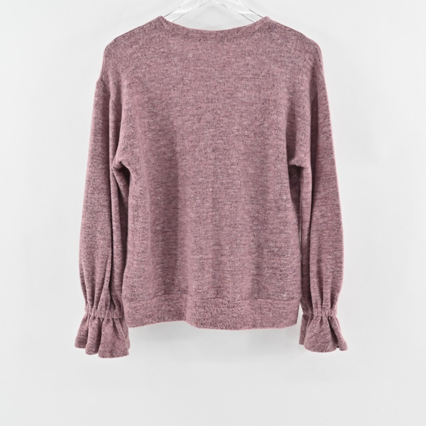 NWOT Anthropologie Sweater Eri Ali Sasha Hacci Top Pink SOFT Ruffle Cozy Size S