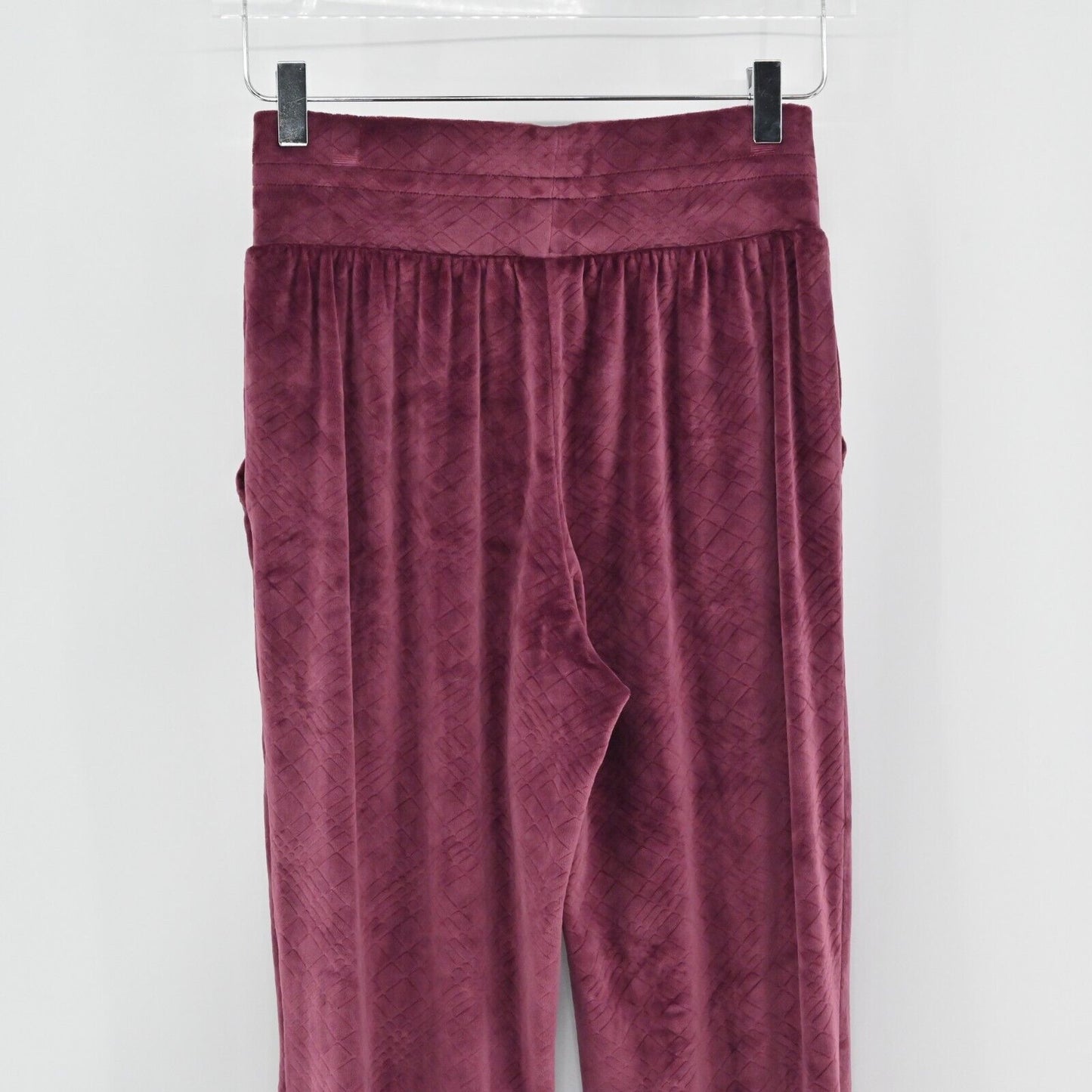 VICTORIAS SECRET Pants Womens XS Maroon Velour Quilted Joggers Loungewear Comfy