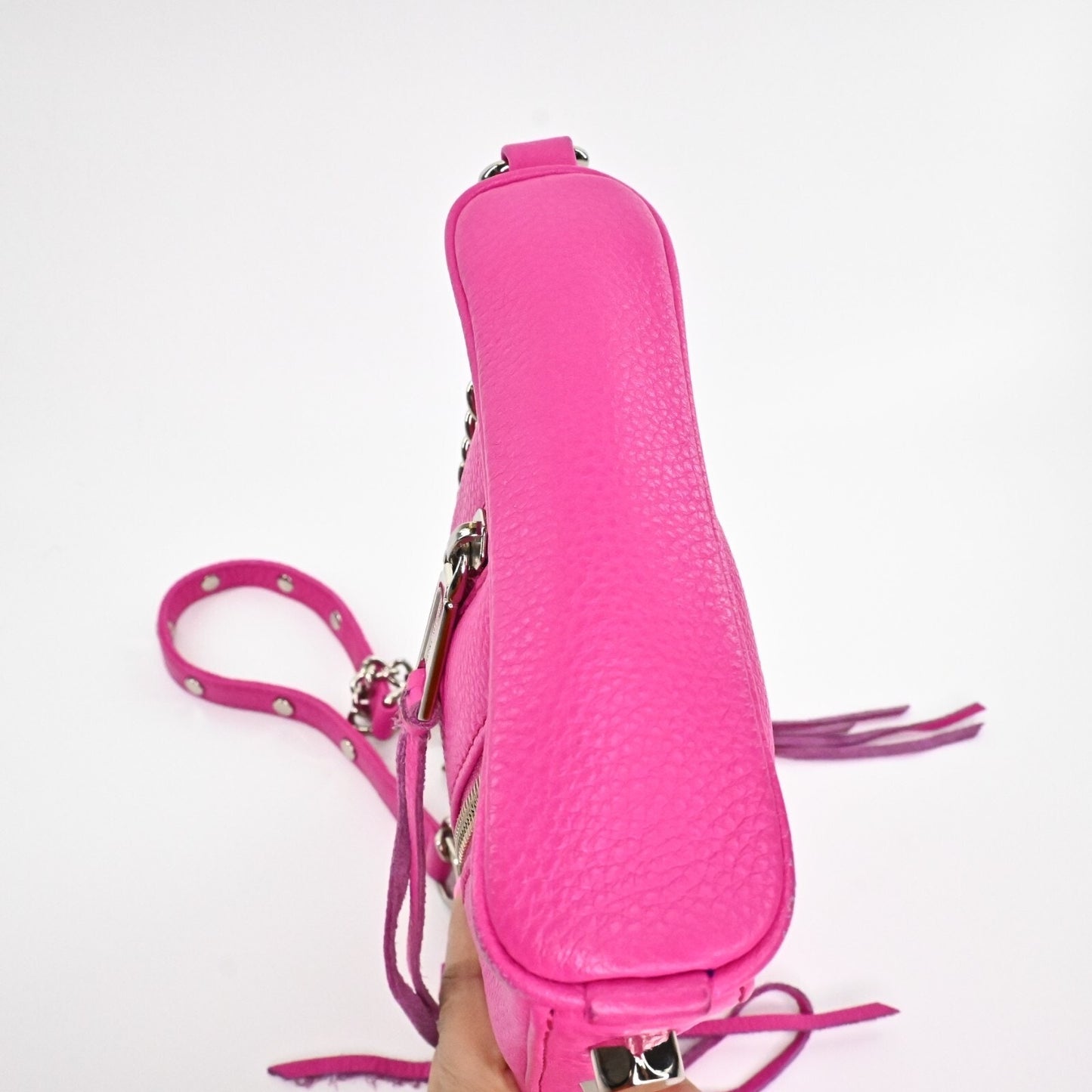 Rebecca Minkoff Mini 5 Zip Rocker Pink Crossbody Bag Leather Silver Maximalist
