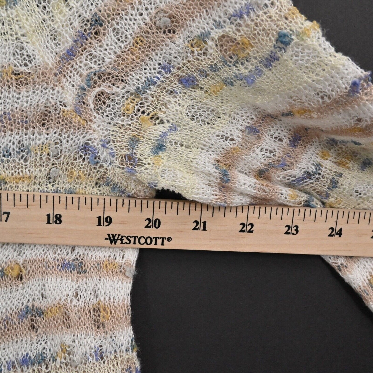 ANTHROPOLOGIE Sweater Womens Size S Cream Stripe Linen Open Knit Scoop Neck MOTH