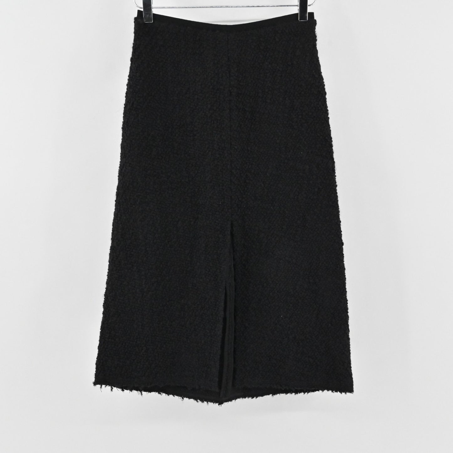 Isabel Marant Black Wool Tweed Skirt Size 36 Front Slit ALine Classic Midi Retro