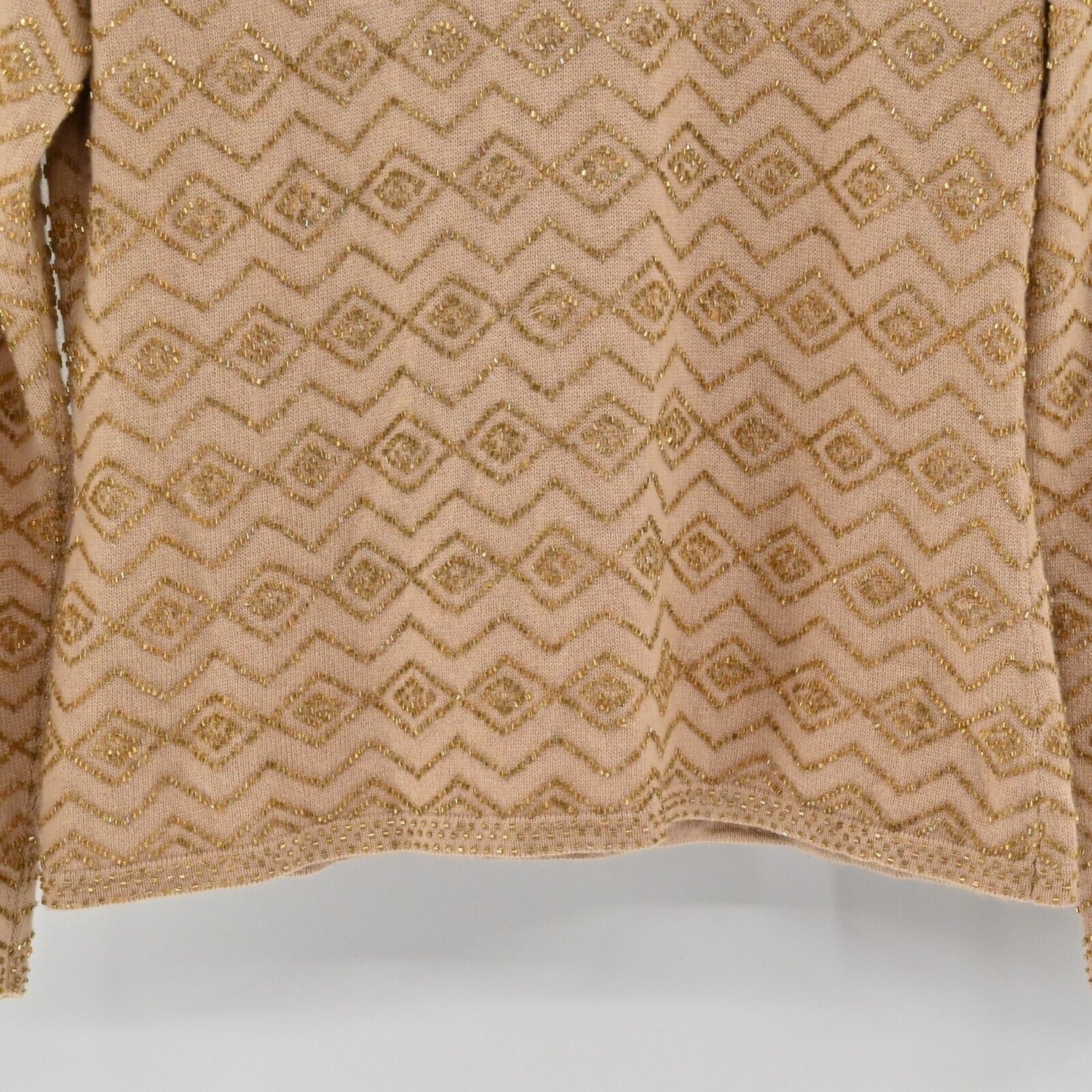 Vtg CARLISLE Sweater Womens Size Small Cashmere Silk Beaded Knit Geometric Print