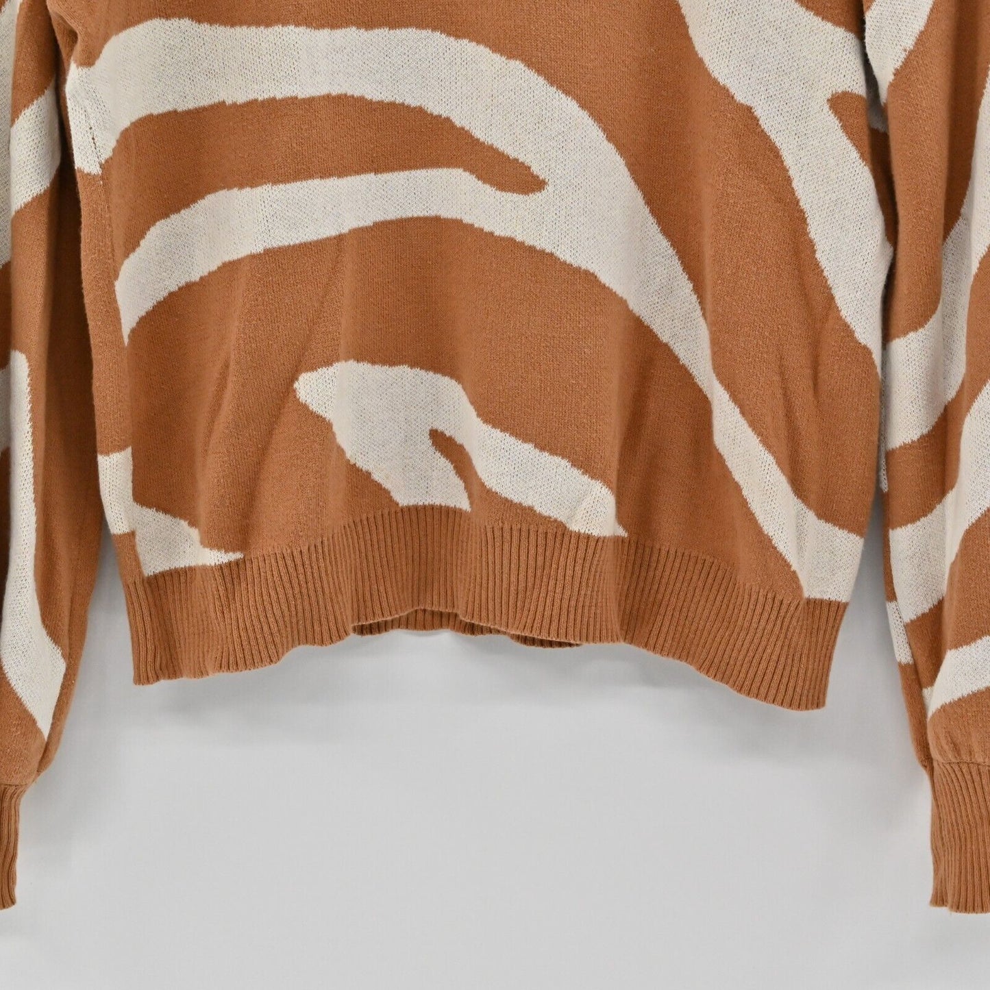 AMOUR VERT Sweater Womens Size S Zebra Print Adelola Crewneck Long Sleeve Knit