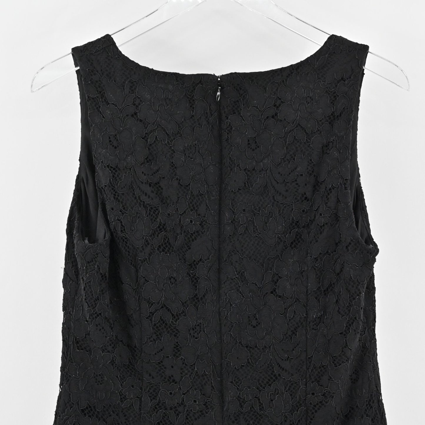 NICOLE MILLER Dress Sz 10 Black Feather Trim VNeck Sleeveless Lace Mini Flapper