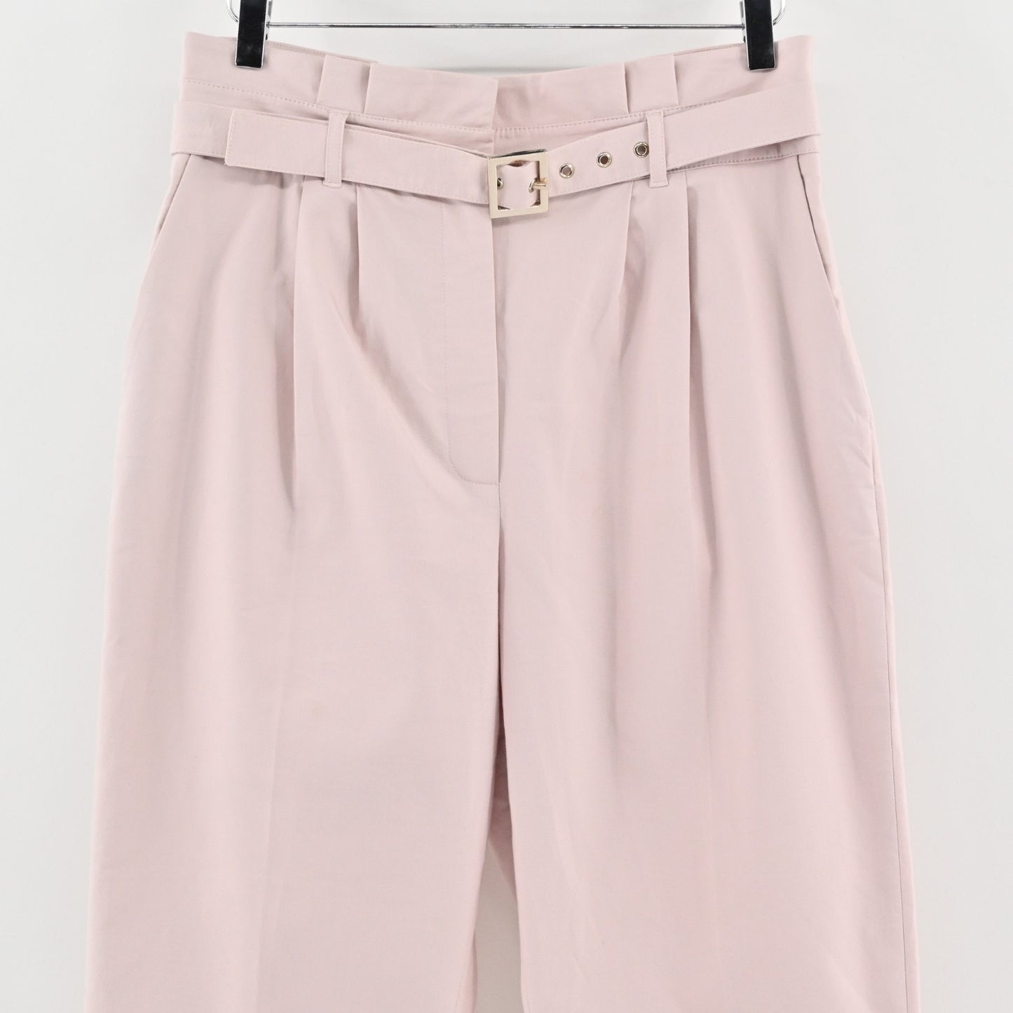 Ted Baker Womens Belted Tapered Pants Size M Light Pink High Rise Pleated Chino
