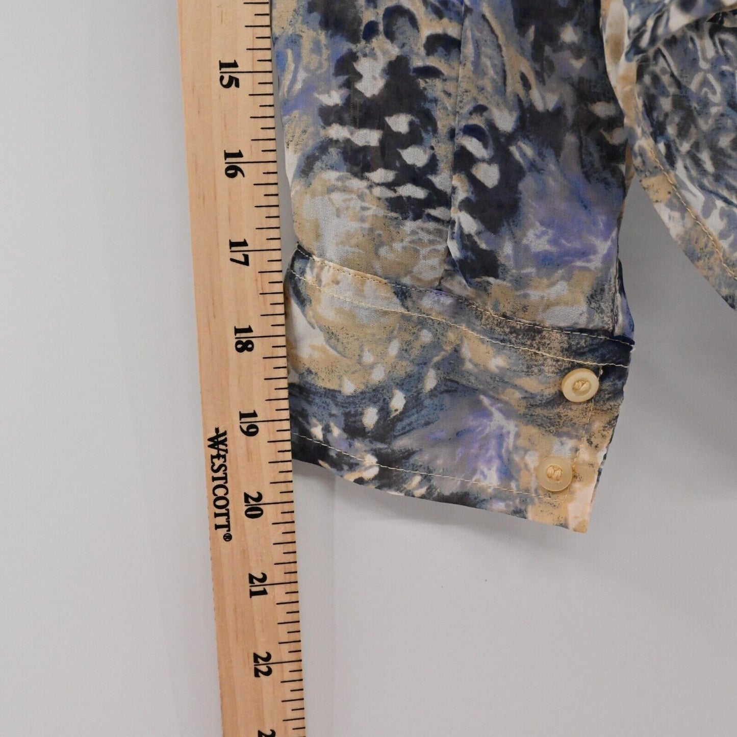 FREE PEOPLE Top Womens Sz XS Easy Rider Long Sleeve Abstract Print Sheer Blouse