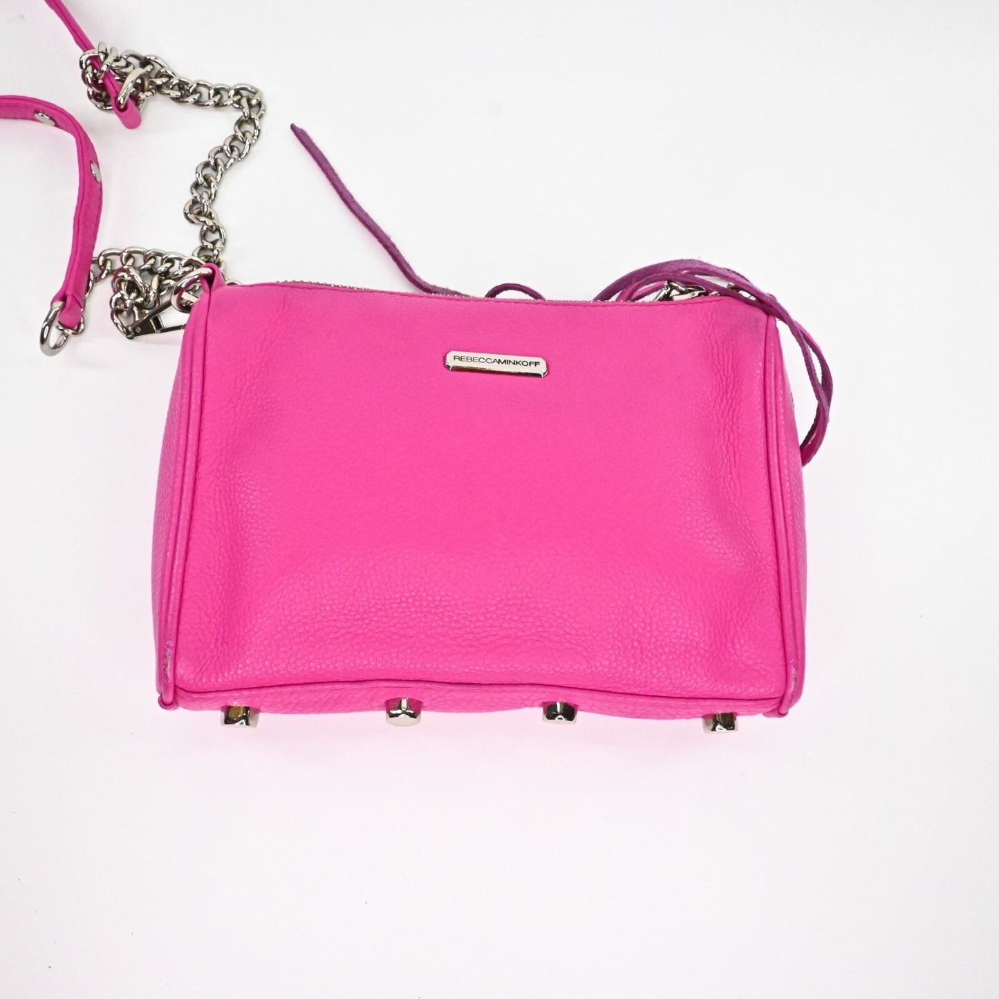 Rebecca Minkoff Mini 5 Zip Rocker Pink Crossbody Bag Leather Silver Maximalist