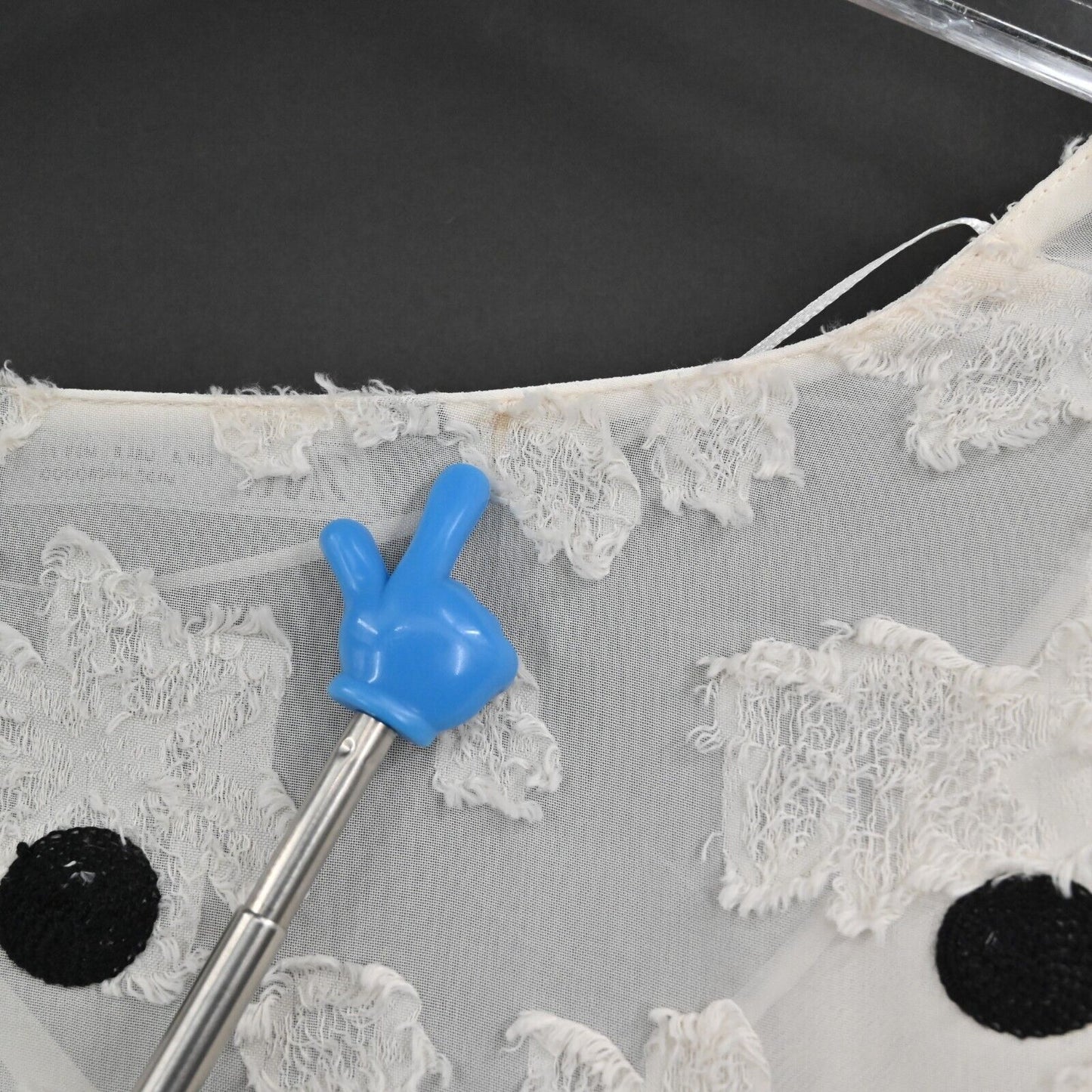 ZARA Top Womens Size S VNeck Polka Dot Textured Floral Poet Long Sleeve Sheer