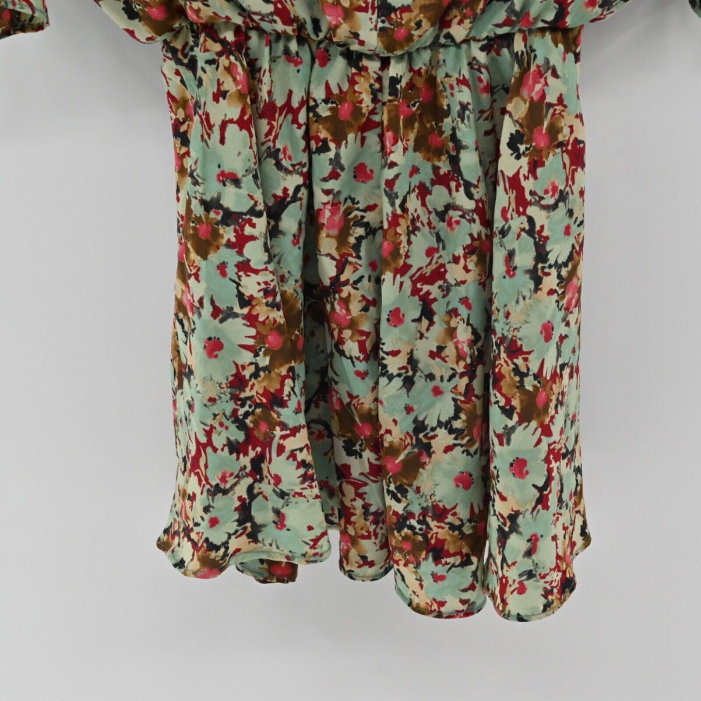 ZARA Dress Womens Size XS Floral 3/4 Sleeve Structured Blouson Mini Retro Twee