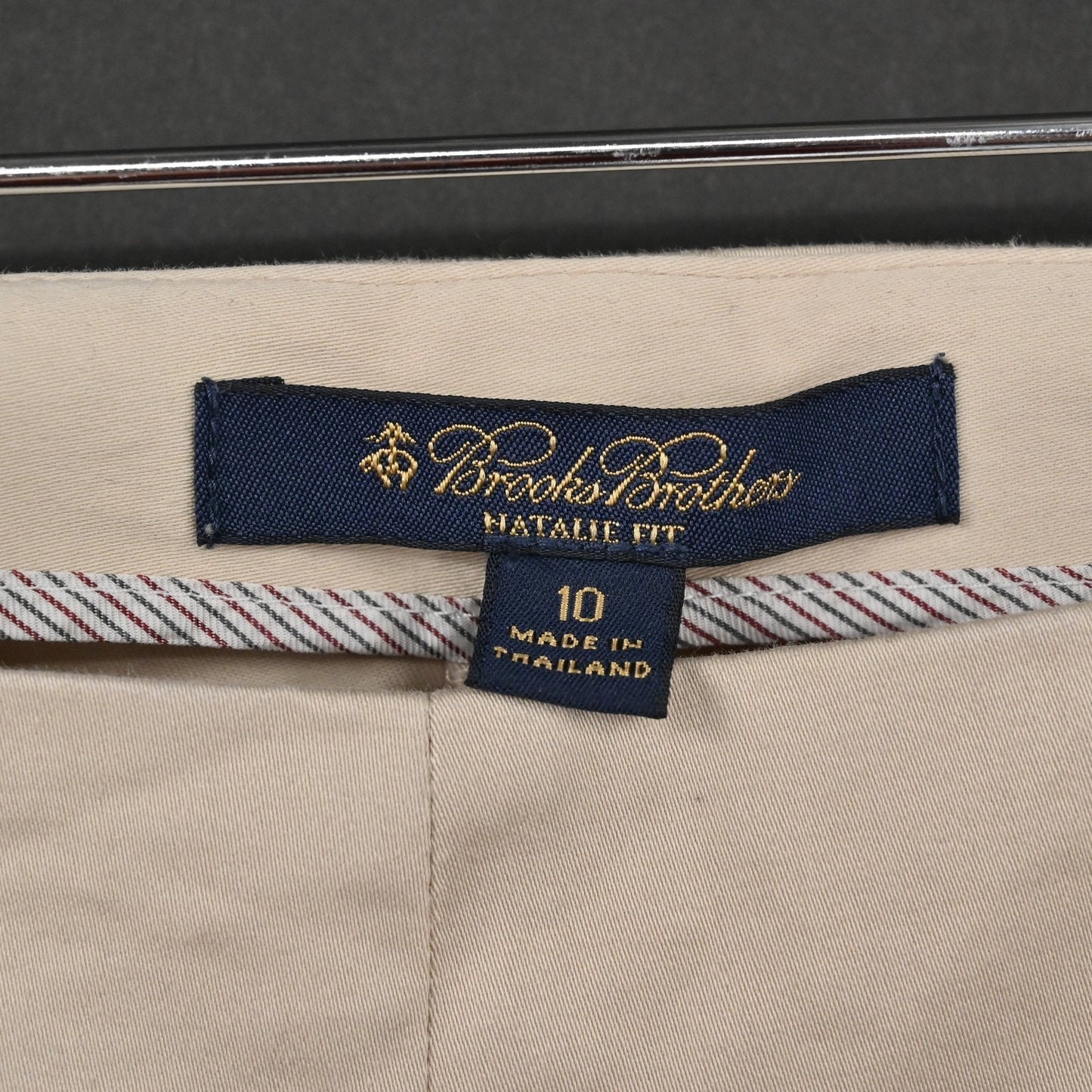 Brooks Brothers Womens Natalie Fit Pants Sz 10 Beige Straight Leg Dress Trousers