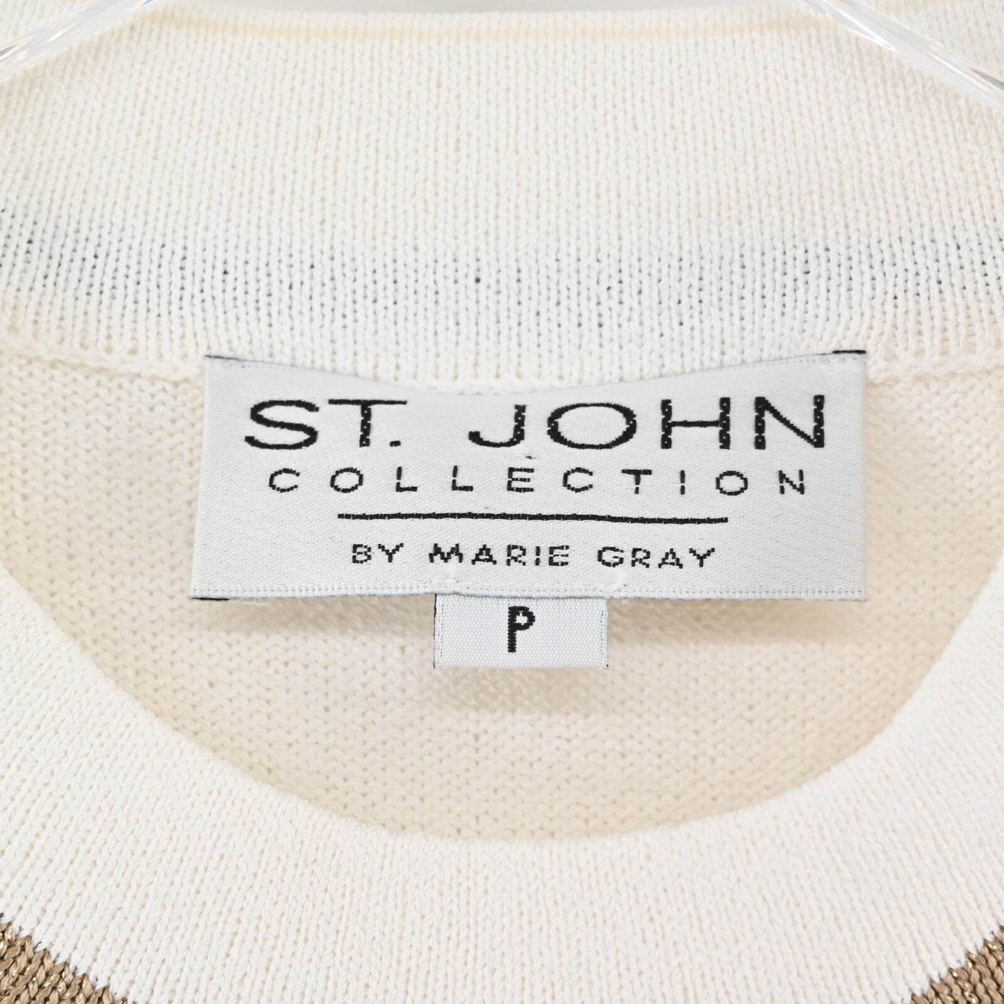 ST JOHN Sweater Womens Size MP Santana Knit Wool Blend Nautical Ocean Dog Show
