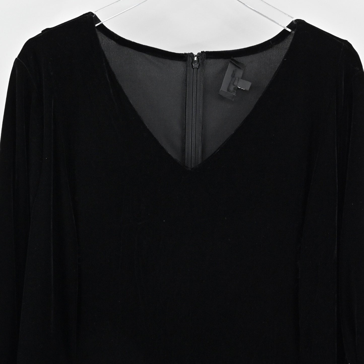 ALEXIA ADMOR Velvet Dress Sz 2X Black V Neck Long Sleeve Retro Whimsigoth Shift