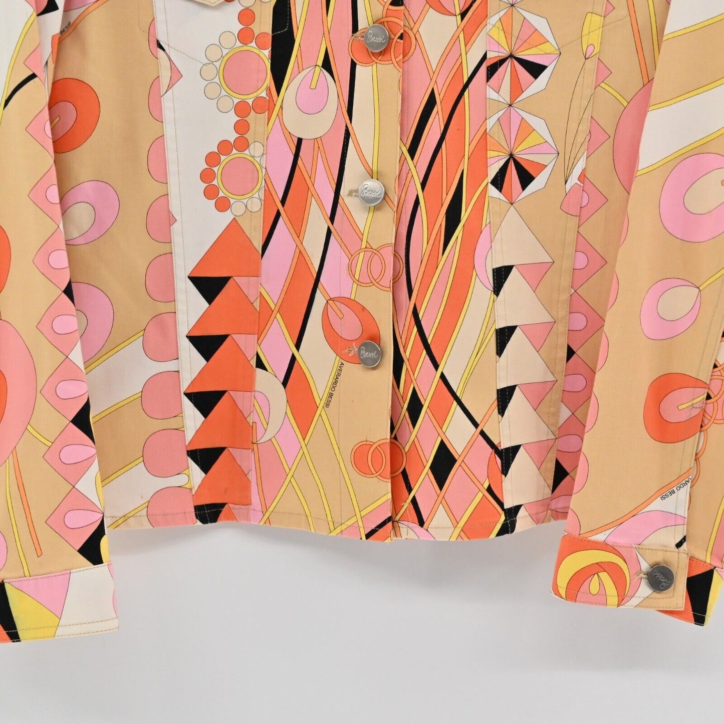 AVERARDO BESSI Jacket Womens Sz 10 Multicolor Abstract Print Button Down Pockets